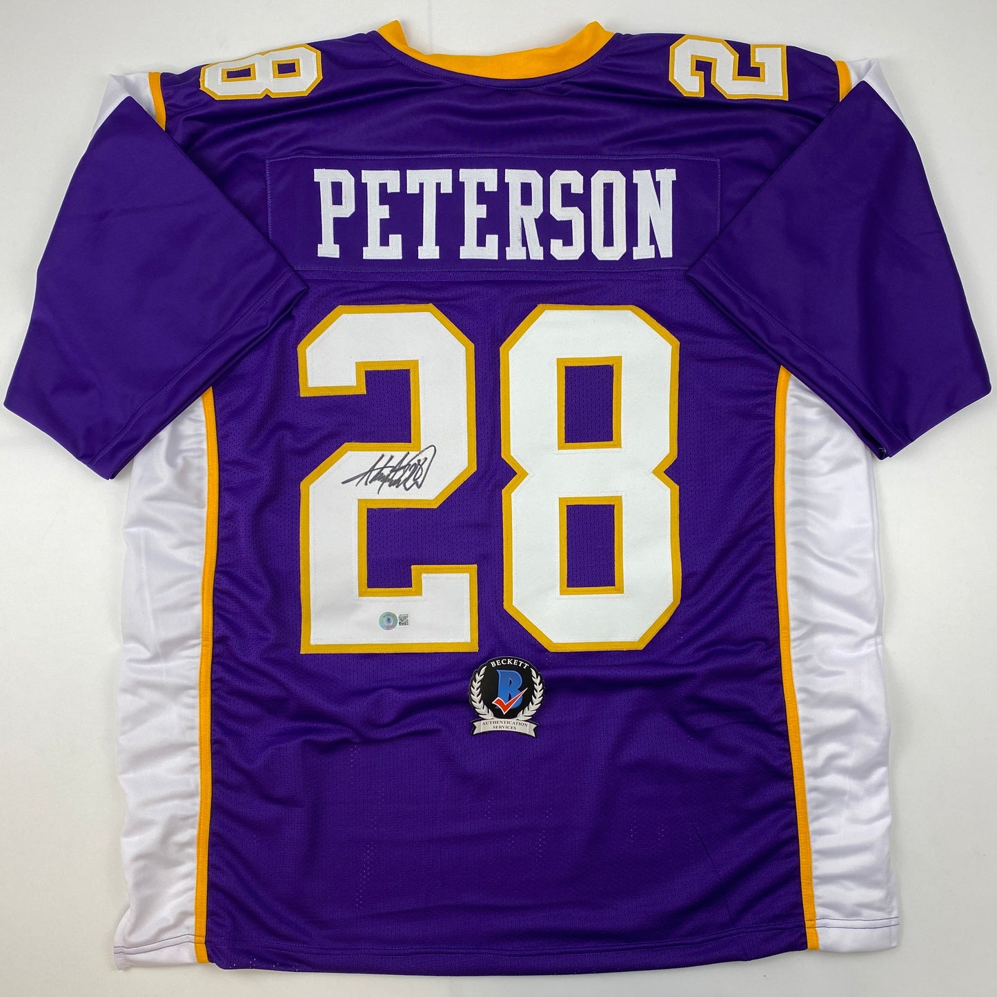 Autographed/Signed Adrian Peterson Minnesota Purple Football Jersey Beckett BAS COA
