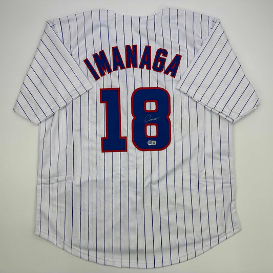 Autographed/Signed Shota Imanaga Chicago Pinstripe Baseball Jersey Beckett BAS COA