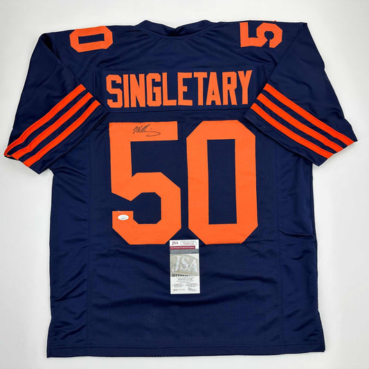 Autographed/Signed Mike Singletary Chicago Retro Blue Color Rush Football Jersey JSA COA