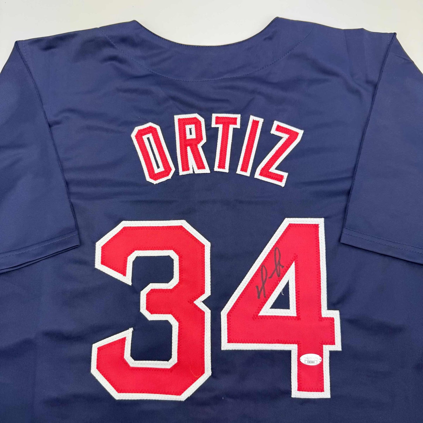 Autographed/Signed David Ortiz Boston Blue Baseball Jersey JSA COA