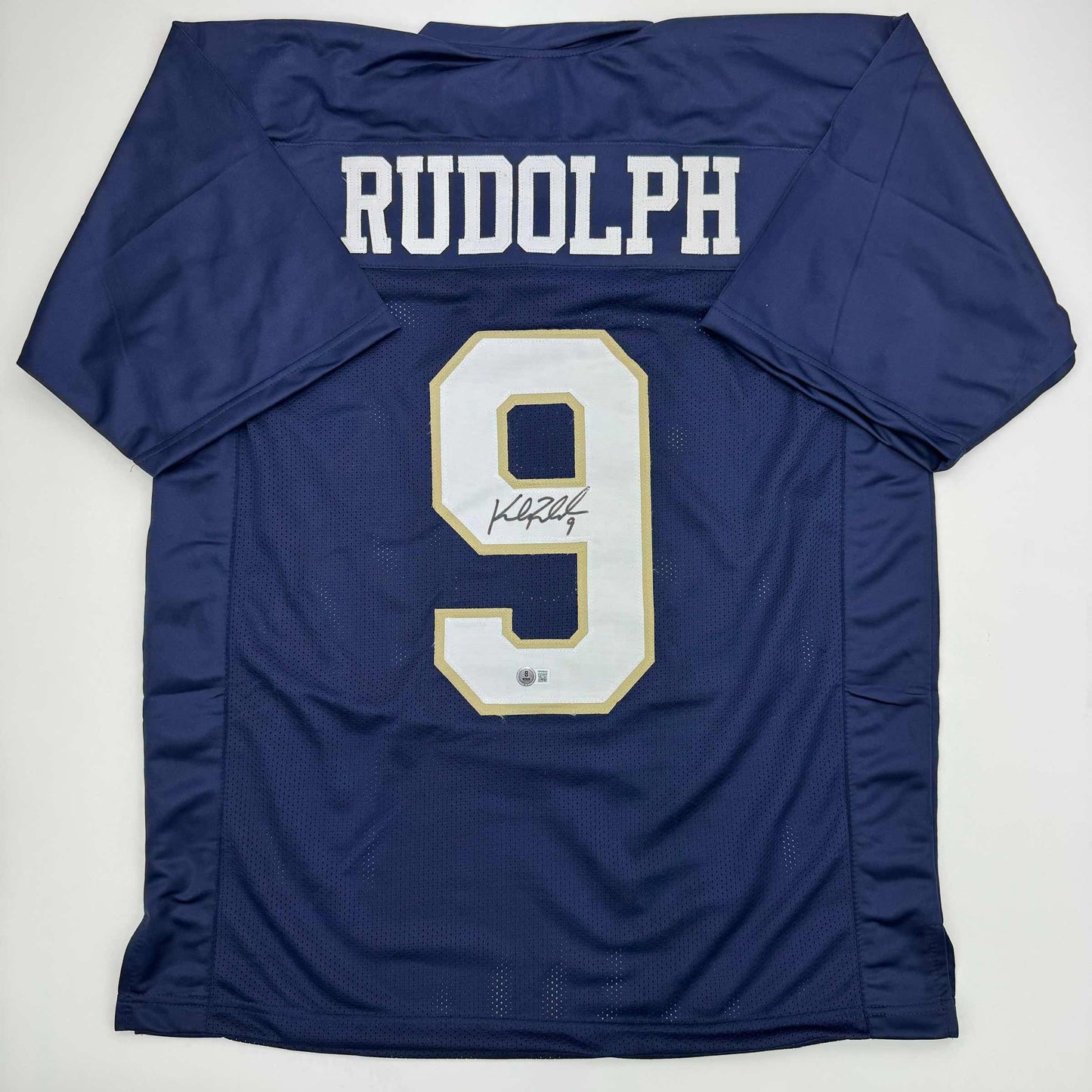 Autographed/Signed Kyle Rudolph Notre Dame Blue College Football Jersey Beckett BAS COA