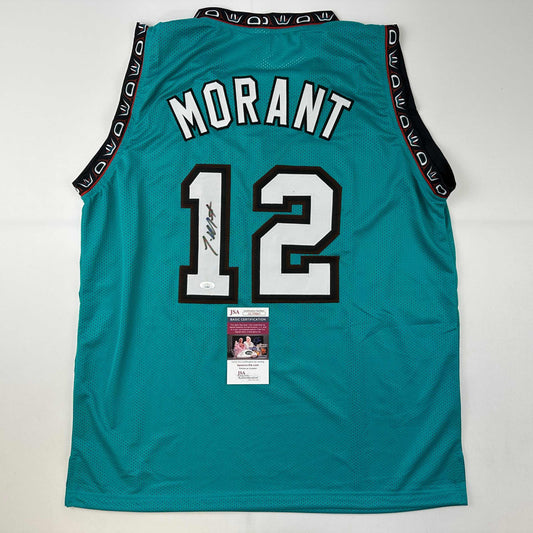 Autographed/Signed Ja Morant Memphis Teal Basketball Jersey JSA COA