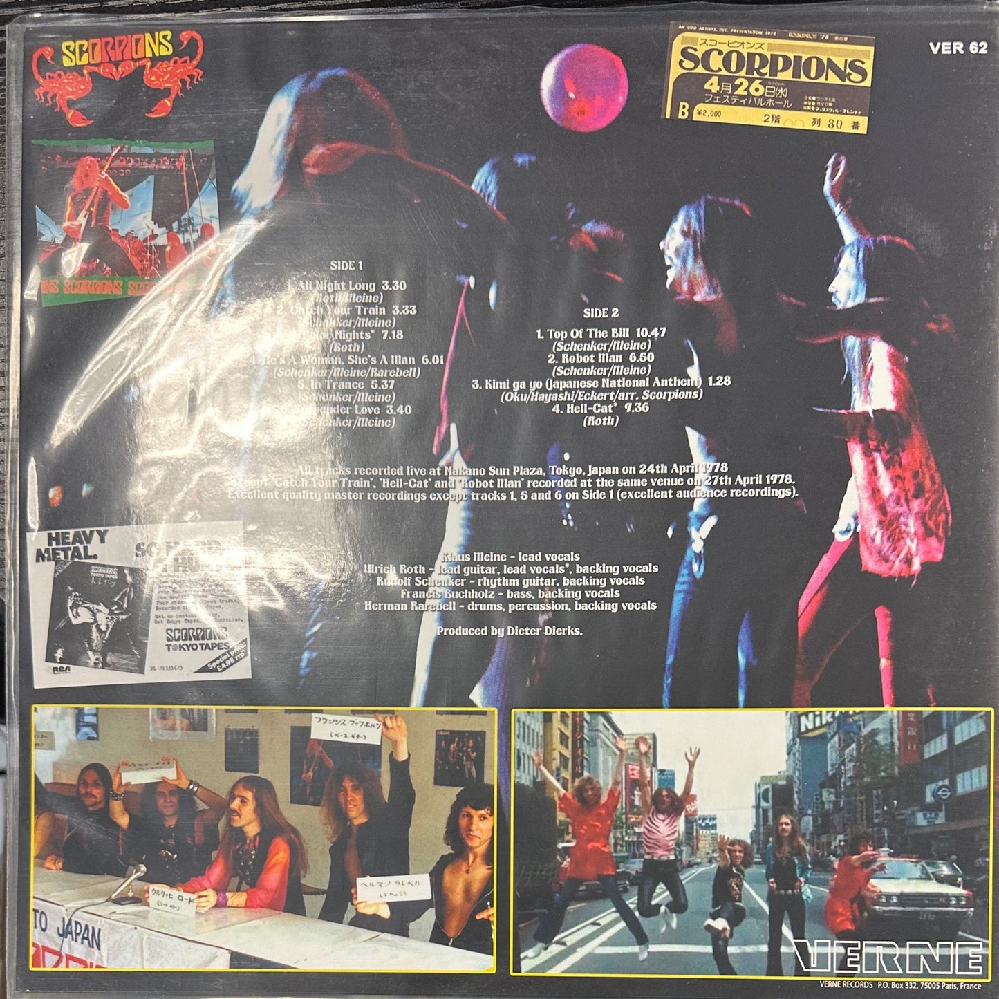 SCORPIONS - LIVE IN TOKYO 1978 LP Vinyl Record *UNOFFICIAL RELEASE*