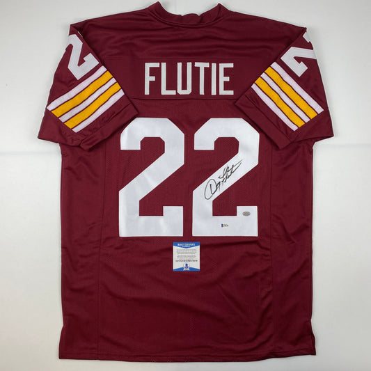 Autographed/Signed Doug Flutie Boston College Maroon Football Jersey Beckett BAS COA