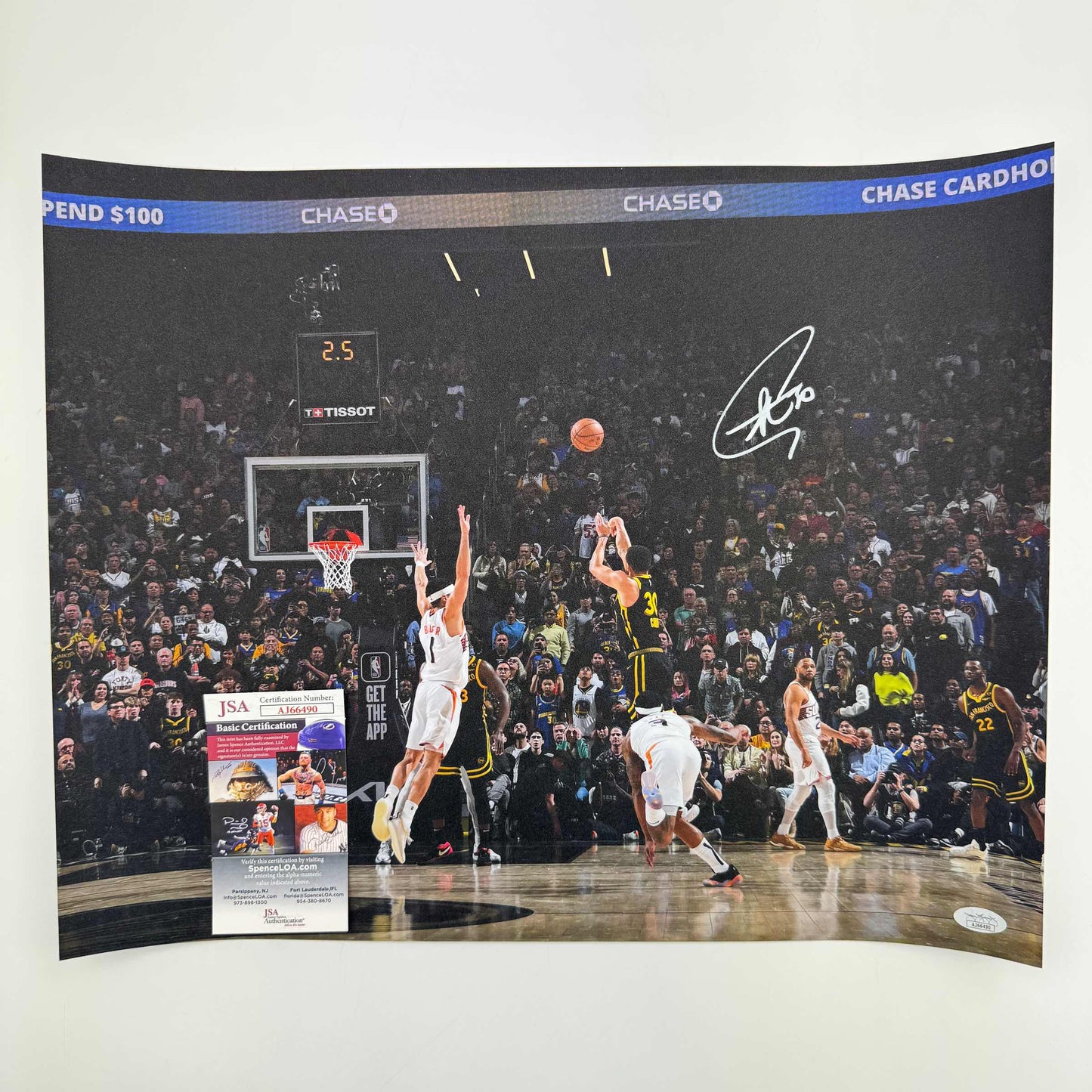 Autographed/Signed Stephen Steph Curry Golden State Warriors 16x20 Basketball Photo JSA COA