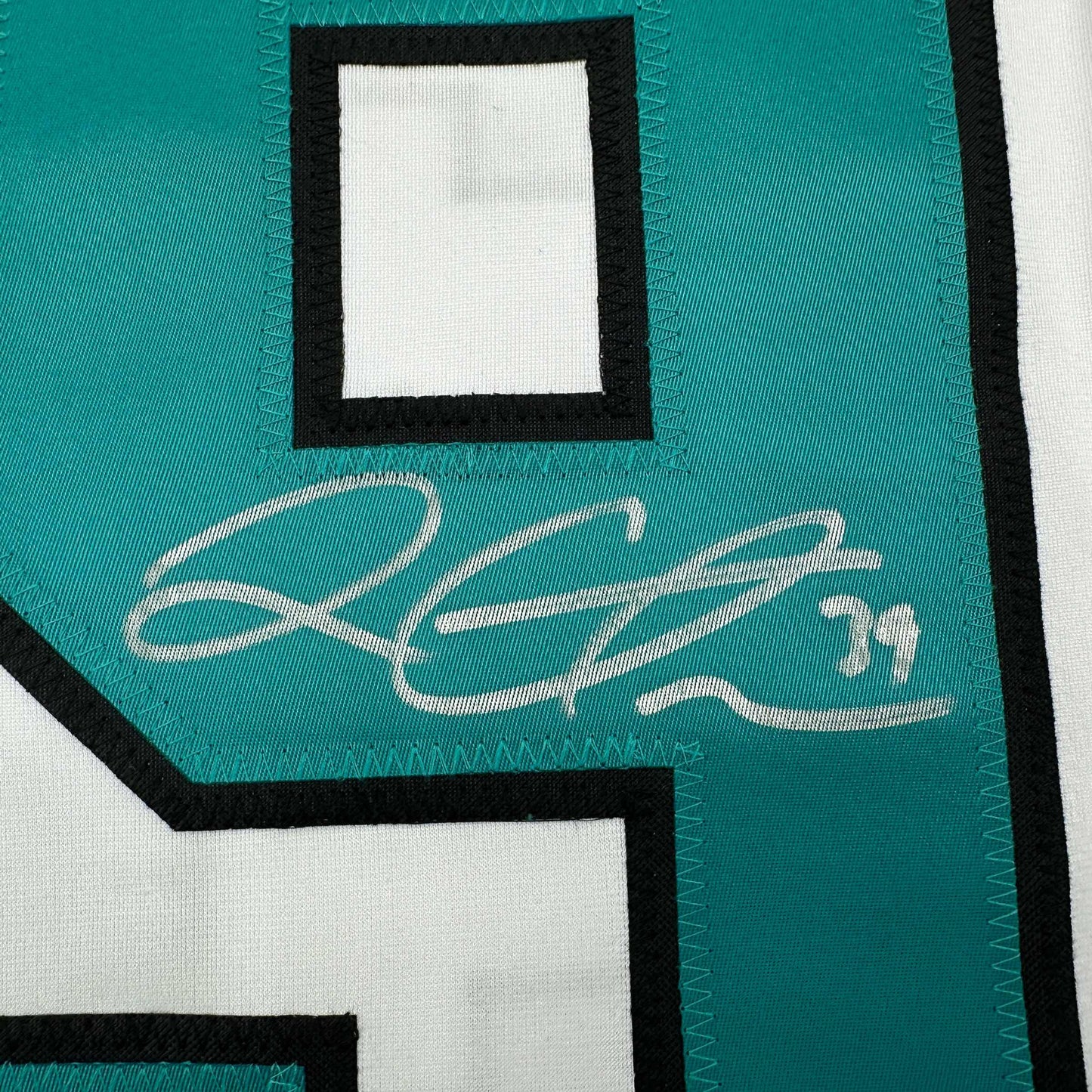 Framed Autographed/Signed Logan Couture 35x39 San Jose White Hockey Jersey JSA COA