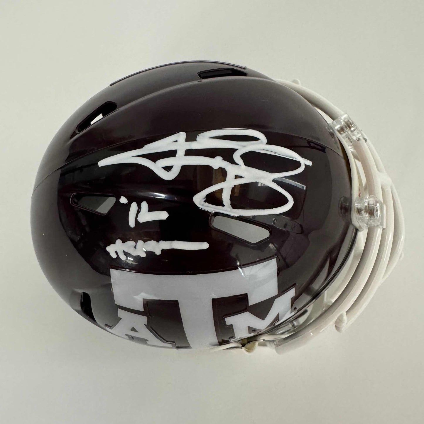 Autographed/Signed Johnny Manziel 12 Heisman Texas A&M Aggies College Football Mini Helmet Beckett BAS COA