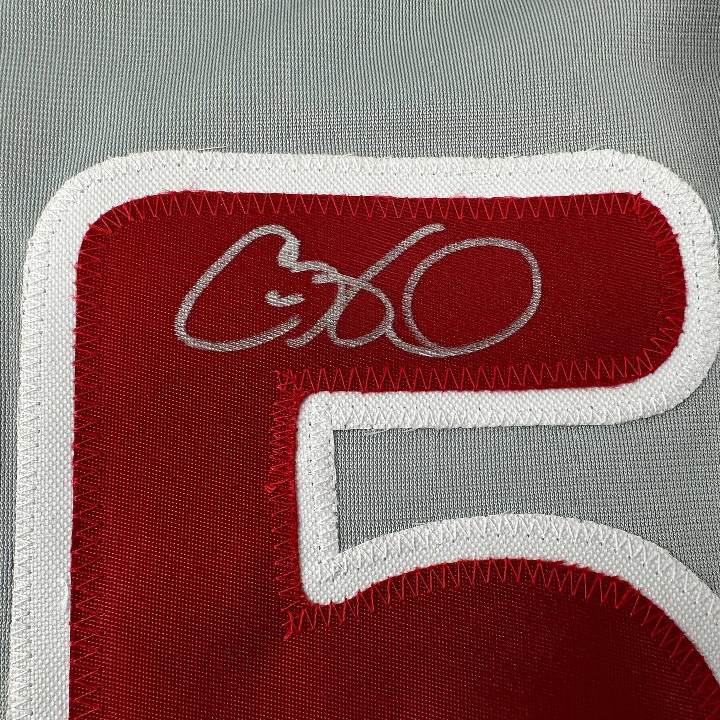 Autographed/Signed Cole Hamels Philadelphia Grey Baseball Jersey Beckett BAS COA