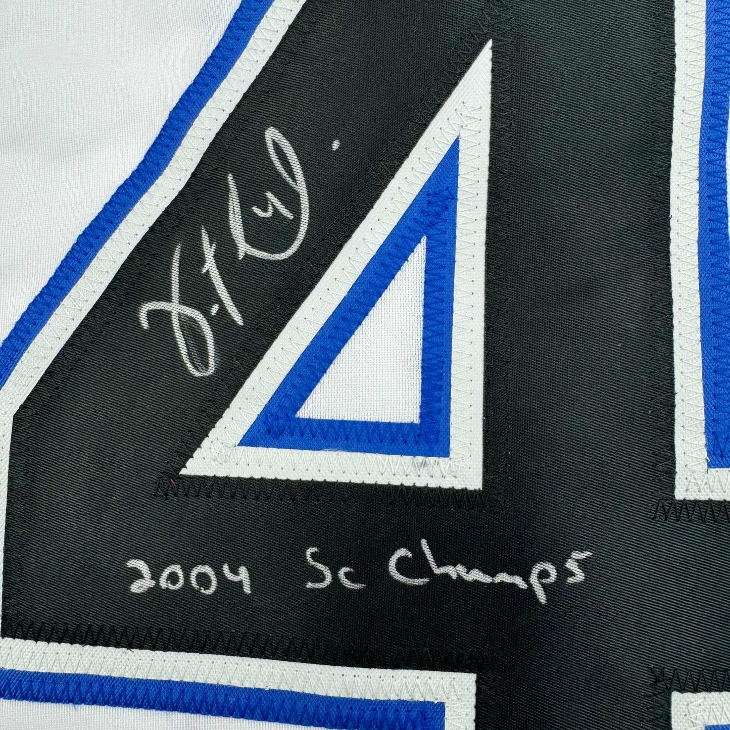 Autographed/Signed Vincent Lecavalier 2004 SC Champs Tampa Bay White Hockey Jersey JSA COA