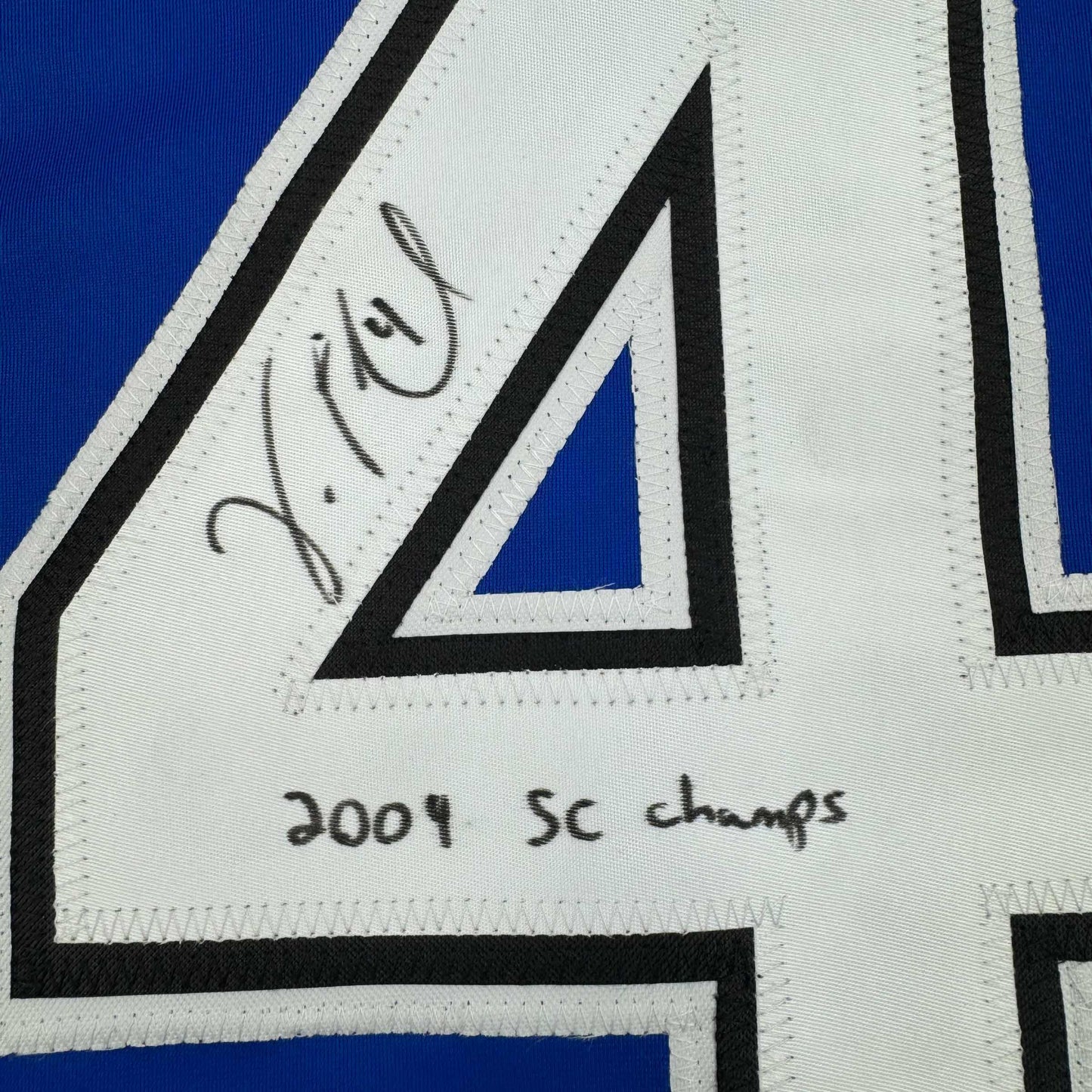 Autographed/Signed Vincent Lecavalier 2004 SC Champs Tampa Bay Blue Hockey Jersey JSA COA