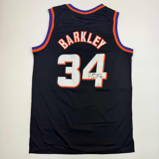 Autographed/Signed Charles Barkley Phoenix Black Basketball Jersey JSA COA