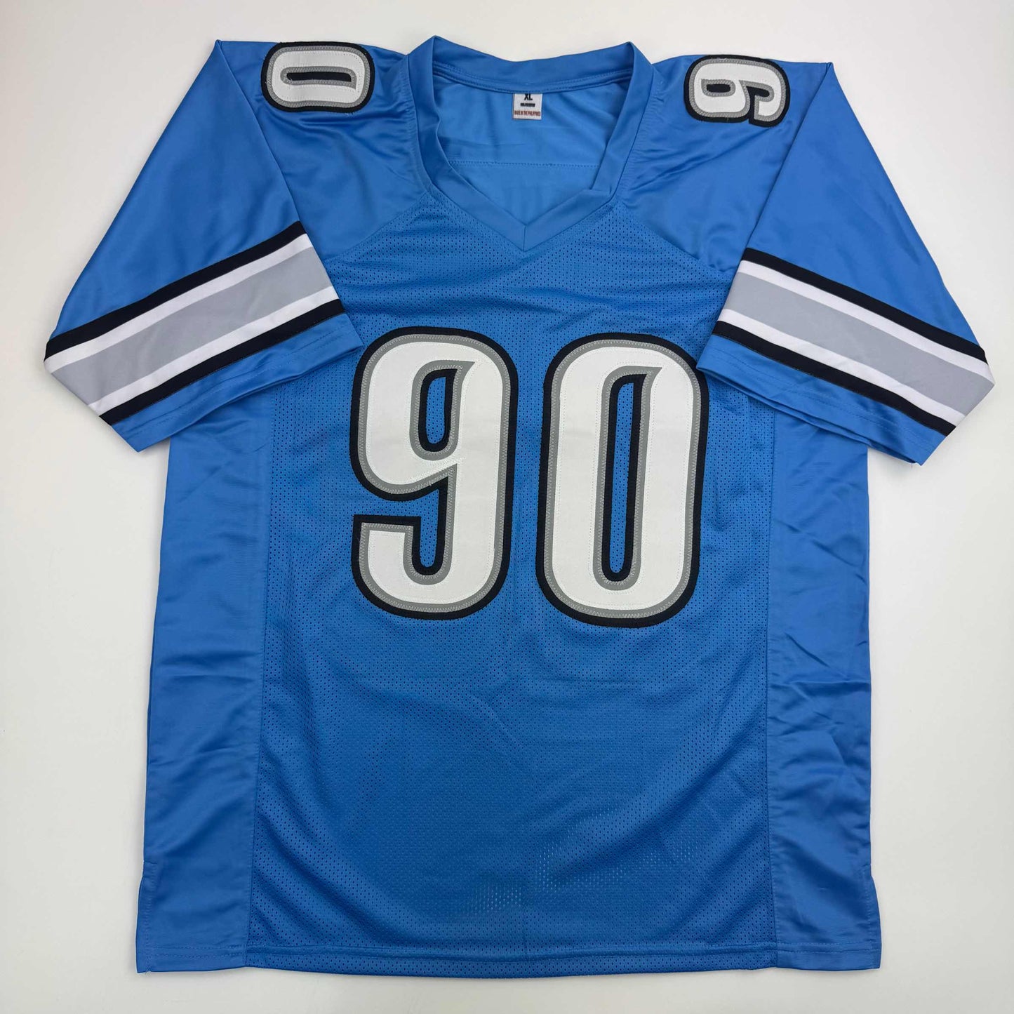 Autographed/Signed Ndamukong Suh Detroit Blue Football Jersey Beckett BAS COA