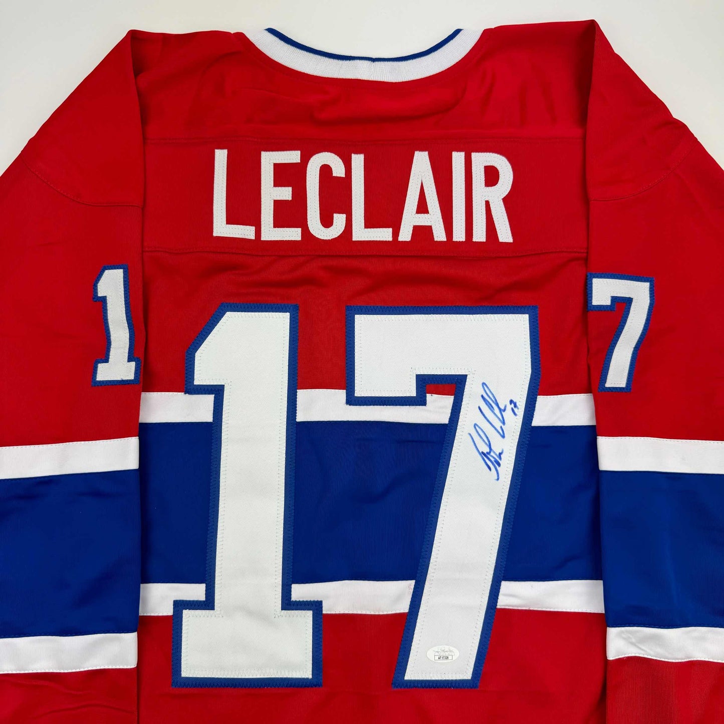 Autographed/Signed John LeClair Montreal Red Hockey Jersey JSA COA