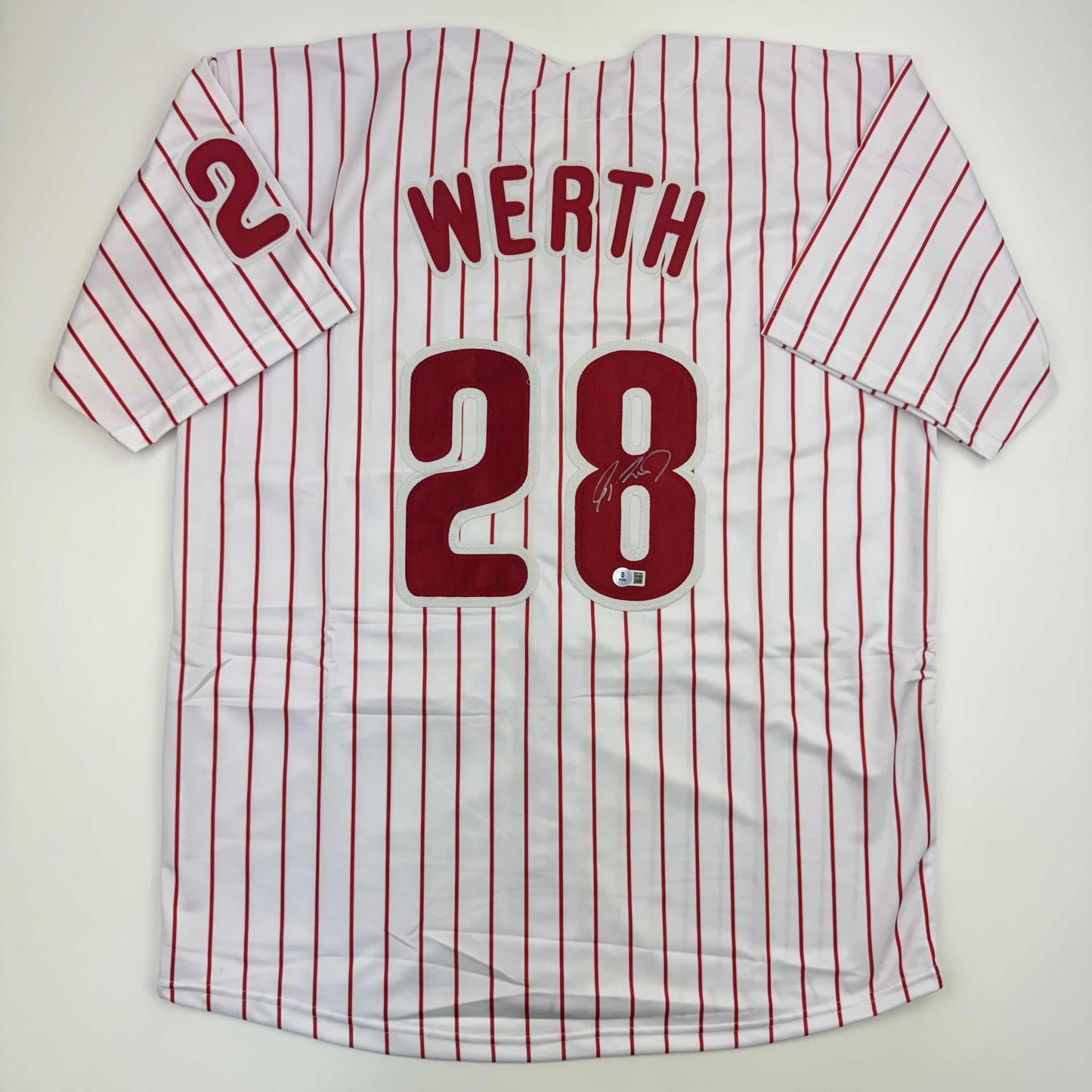 Autographed/Signed Jayson Werth Philadelphia Pinstripe Baseball Jersey Beckett BAS COA