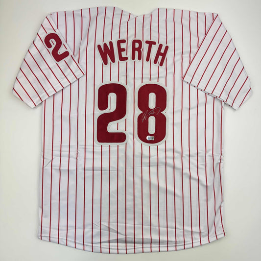 Autographed/Signed Jayson Werth Philadelphia Pinstripe Baseball Jersey Beckett BAS COA