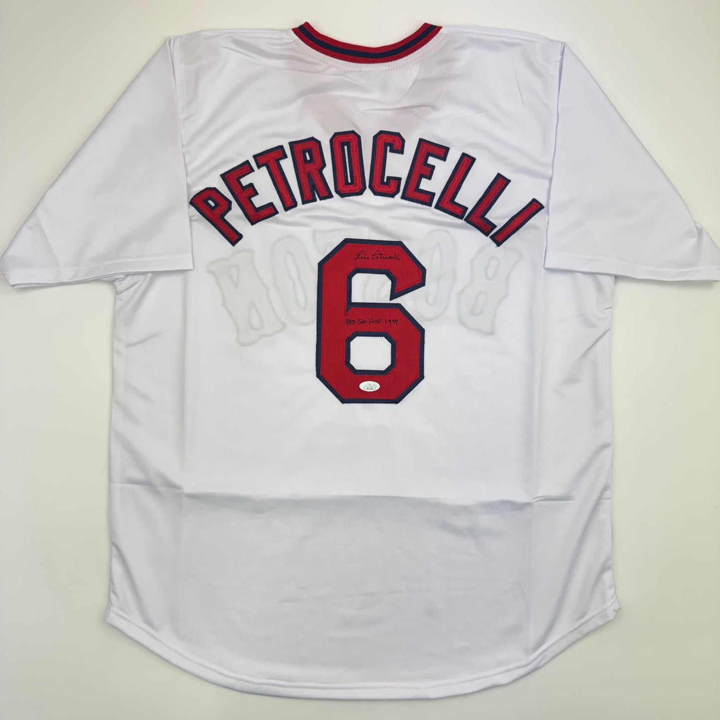 Autographed/Signed Rico Petrocelli HOF 1999 Boston White Baseball Jersey JSA COA