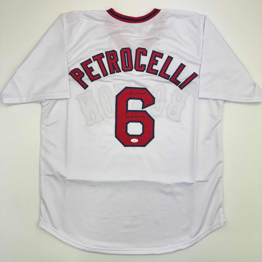Autographed/Signed Rico Petrocelli HOF 1999 Boston White Baseball Jersey JSA COA
