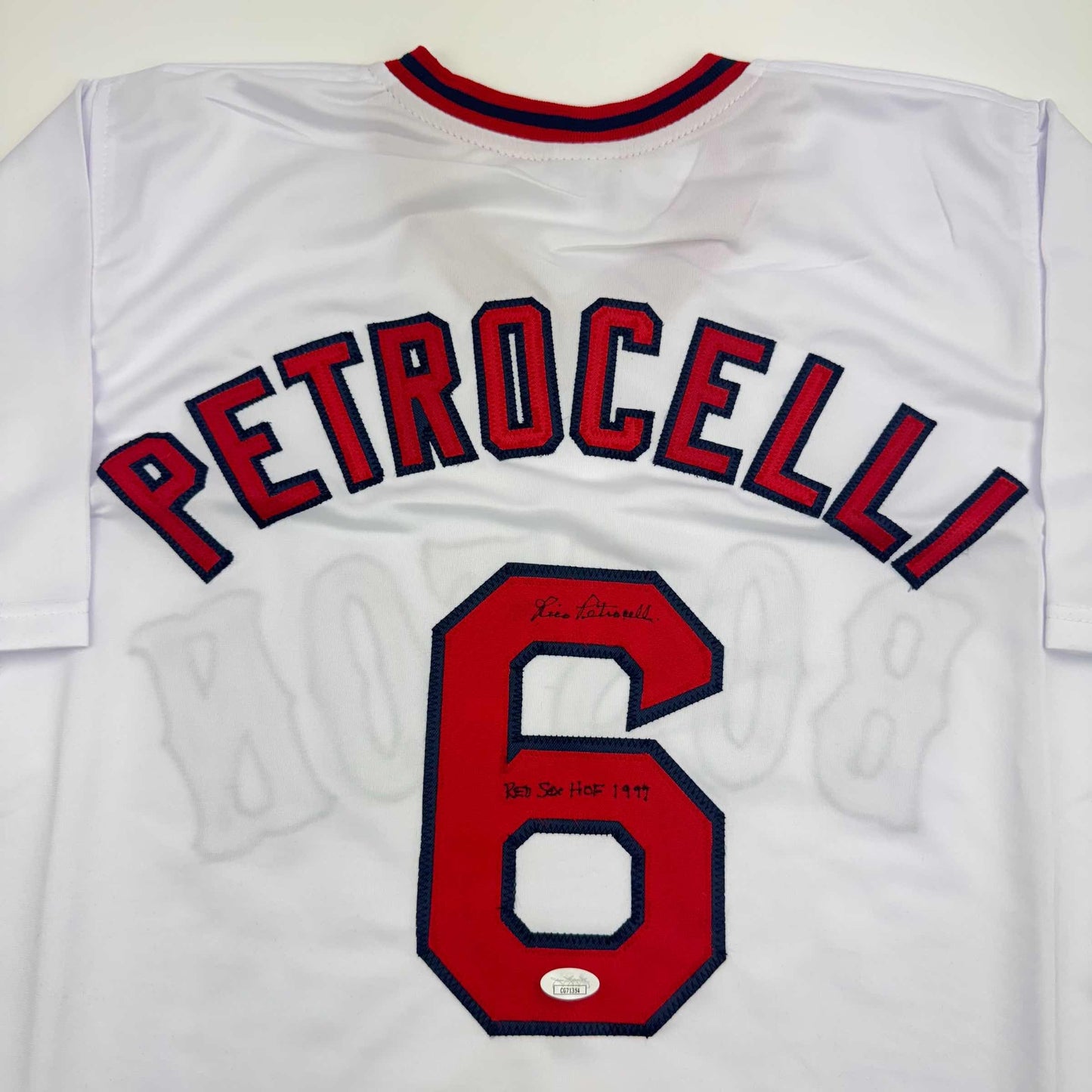 Autographed/Signed Rico Petrocelli HOF 1999 Boston White Baseball Jersey JSA COA