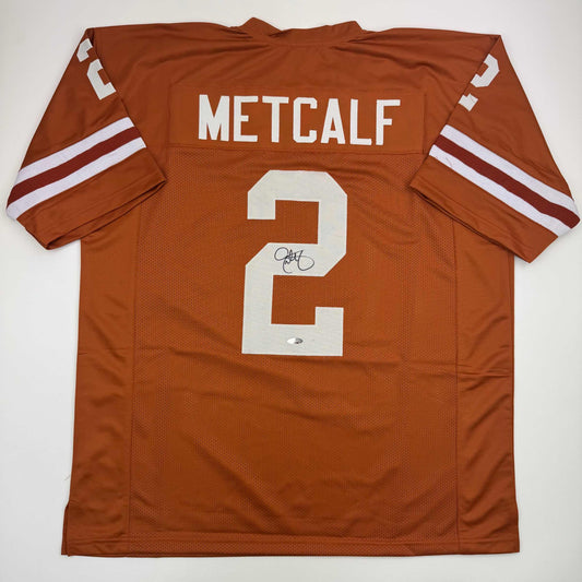 Autographed/Signed Eric Metcalf Texas Orange College Football Jersey Beckett BAS COA