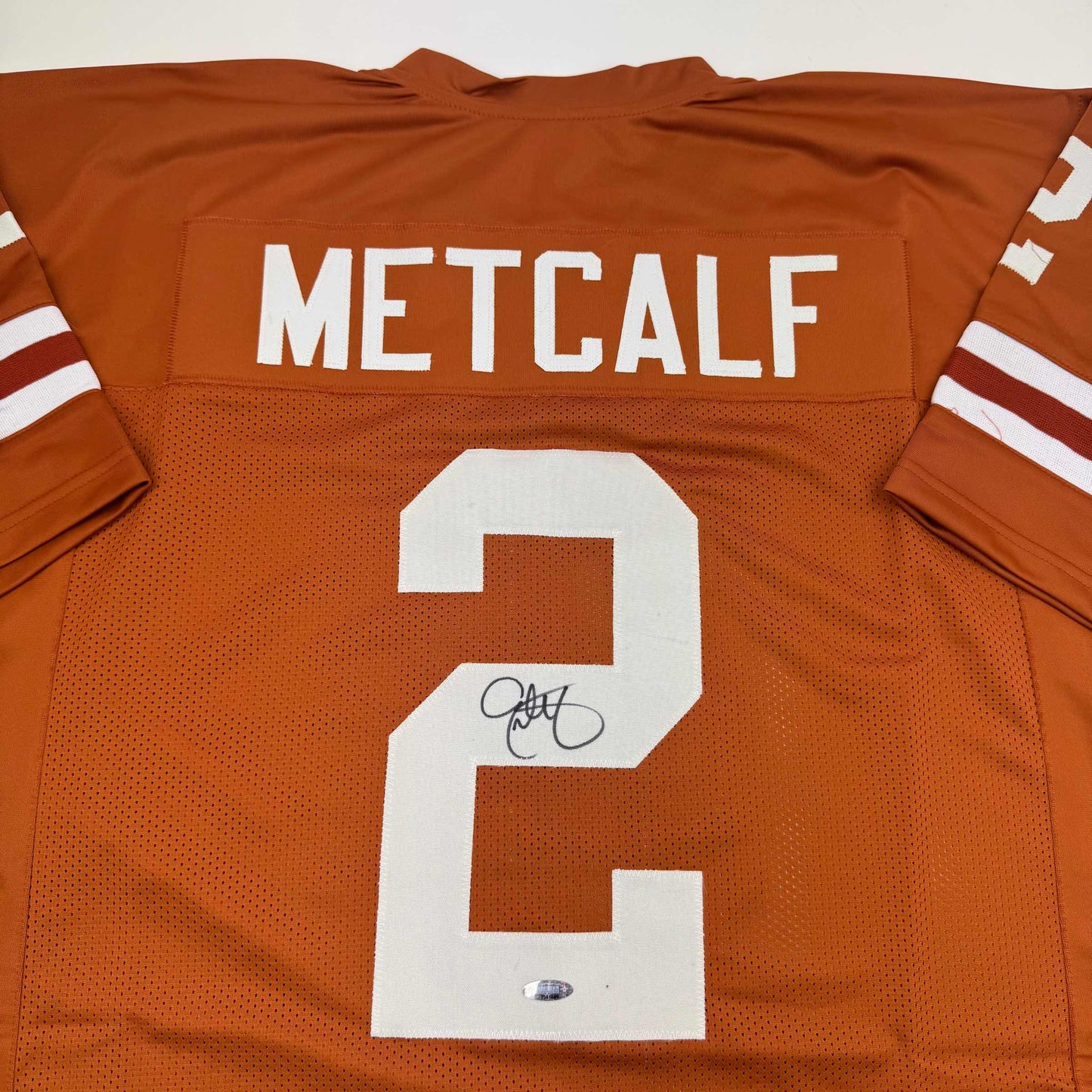 Autographed/Signed Eric Metcalf Texas Orange College Football Jersey Beckett BAS COA