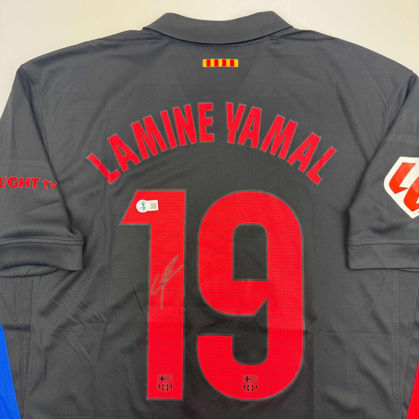 Autographed/Signed Lamine Yamal FC Barcelona Black Soccer Jersey Beckett BAS COA