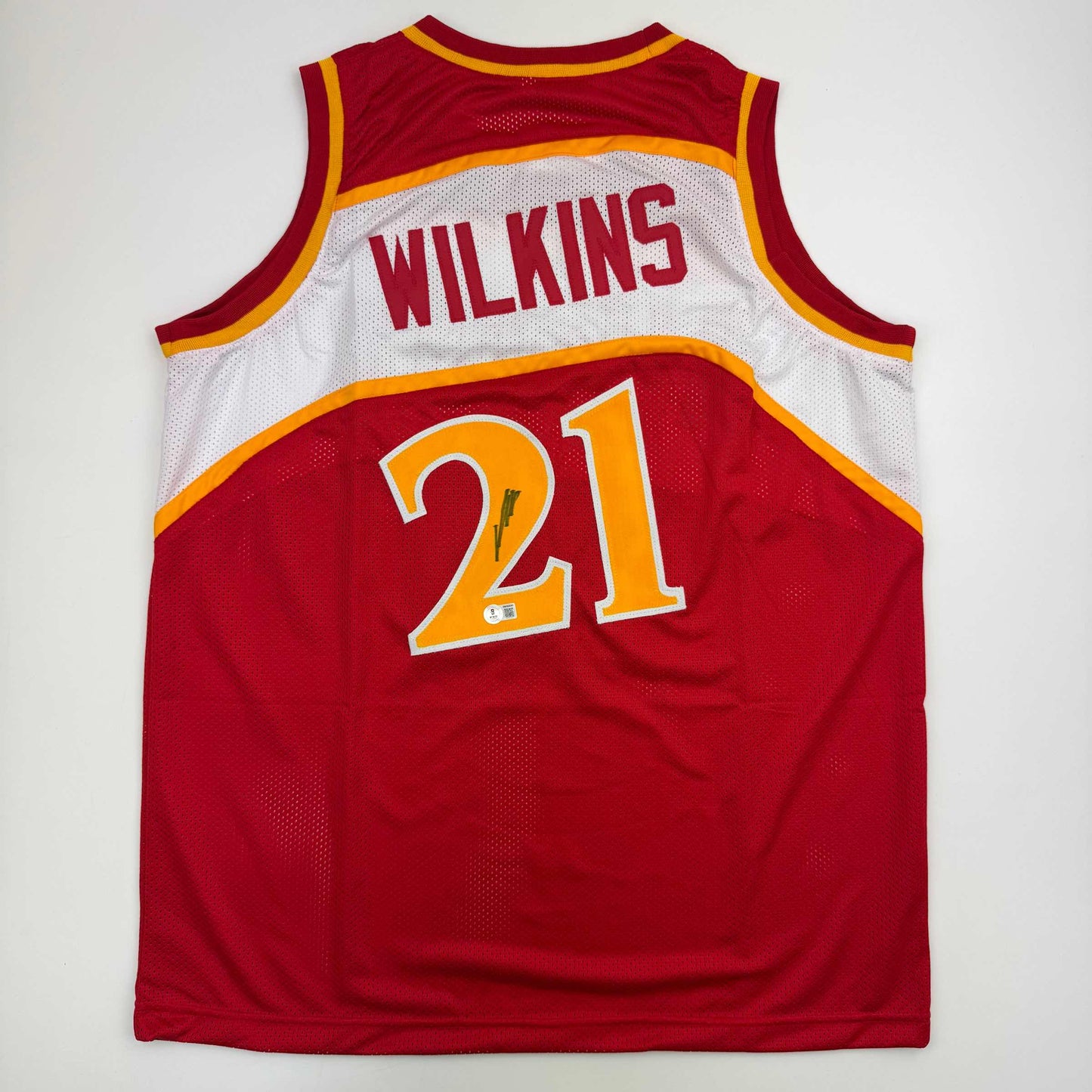 Autographed/Signed Dominique Wilkins Atlanta Red Basketball Jersey Beckett BAS COA