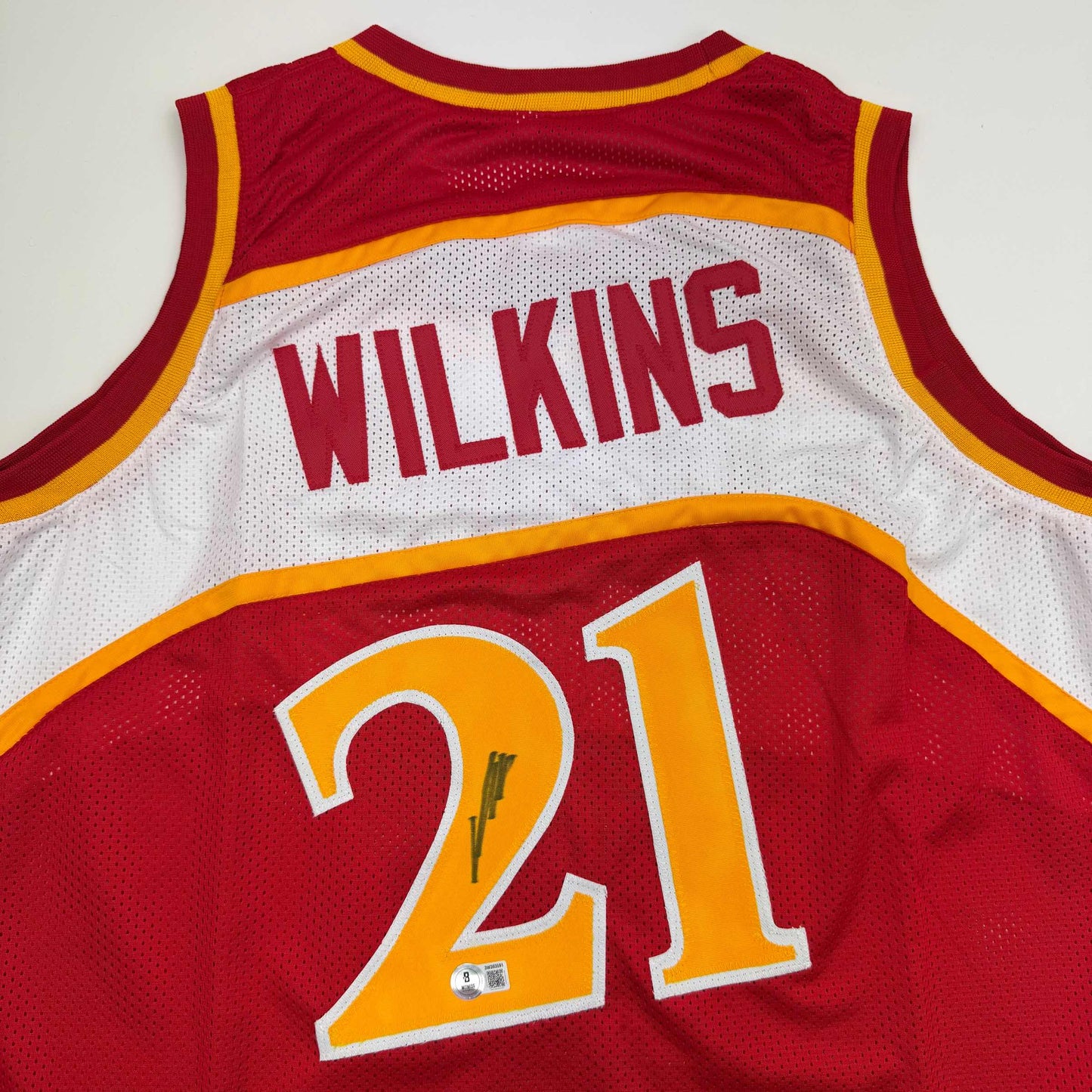 Autographed/Signed Dominique Wilkins Atlanta Red Basketball Jersey Beckett BAS COA