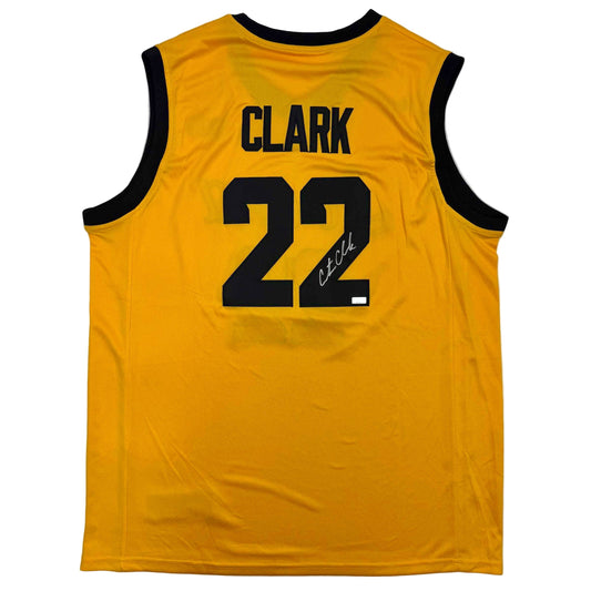 Autographed/Signed Caitlin Clark Iowa Yellow Basketball Jersey Panini COA