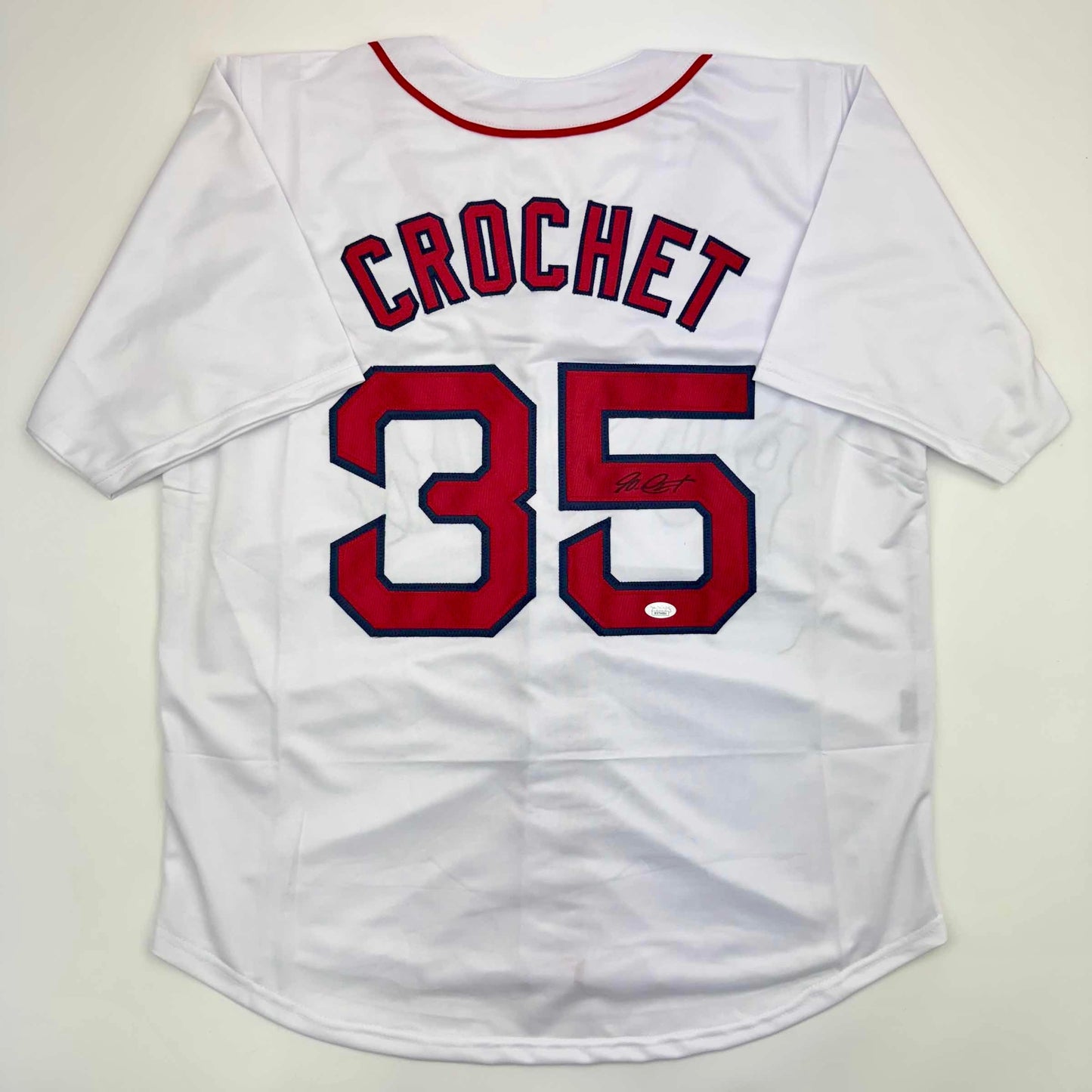 Autographed/Signed Garrett Crochet Boston White Baseball Jersey JSA COA