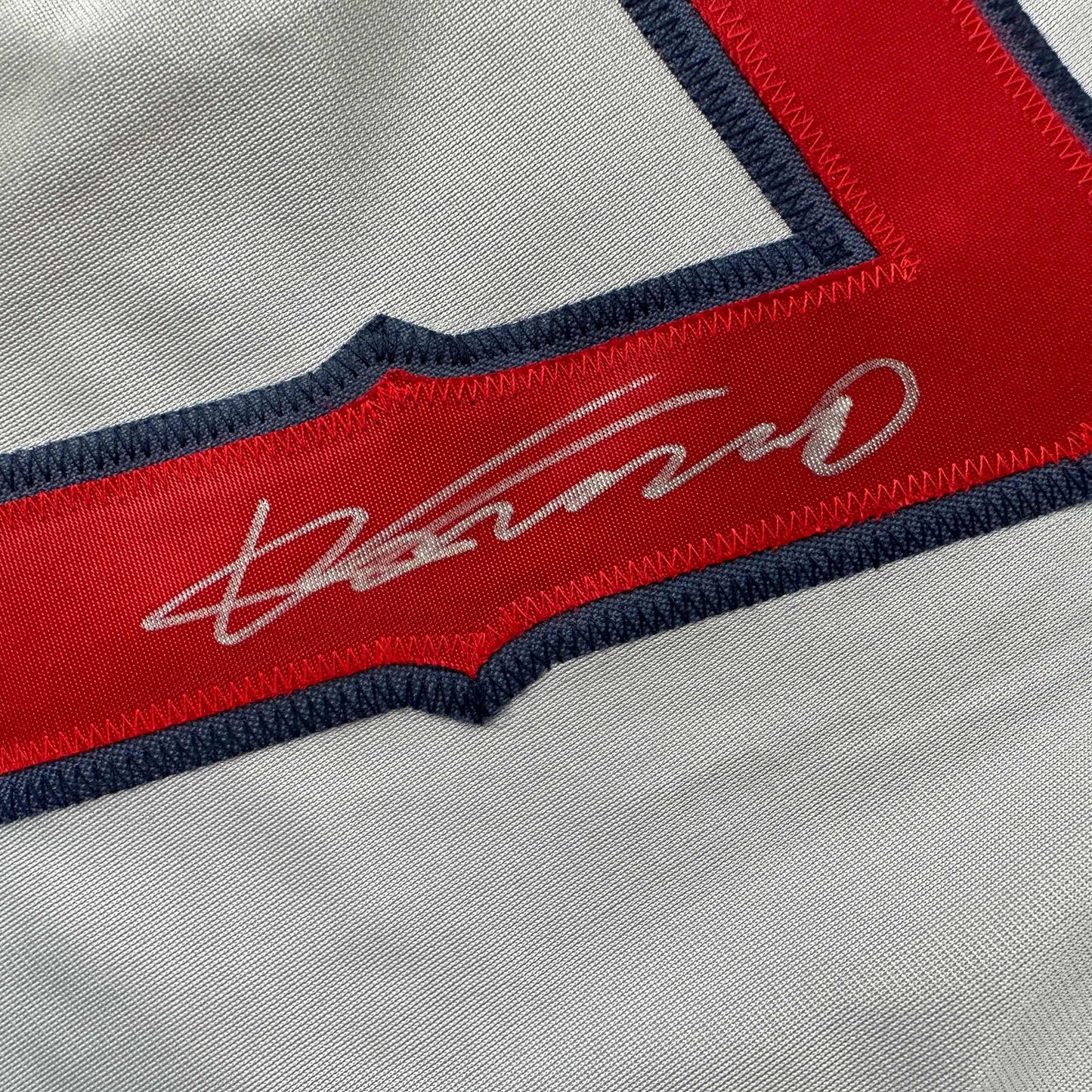 Autographed/Signed Vladimir Vlad Guerrero Los Angeles LA Anaheim Grey Baseball Jersey Beckett BAS COA