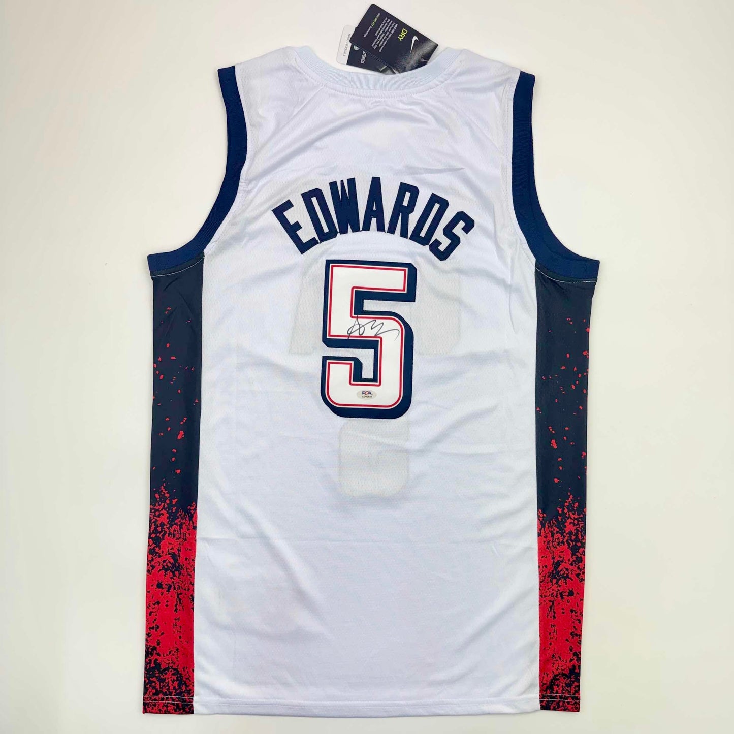 Autographed/Signed Anthony Edwards United States USA White Basketball Jersey PSA COA