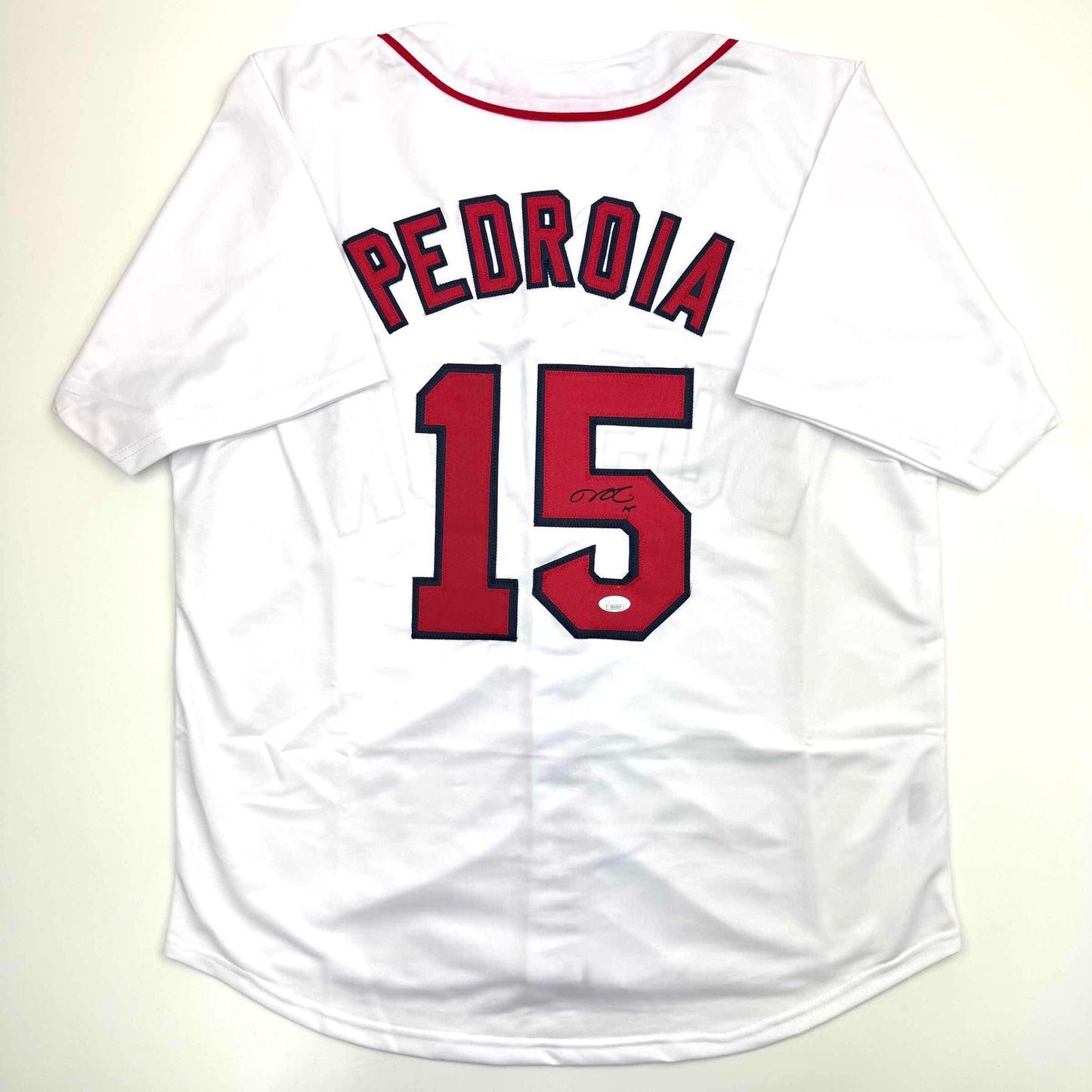 Autographed/Signed Dustin Pedroia Boston White Baseball Jersey JSA COA