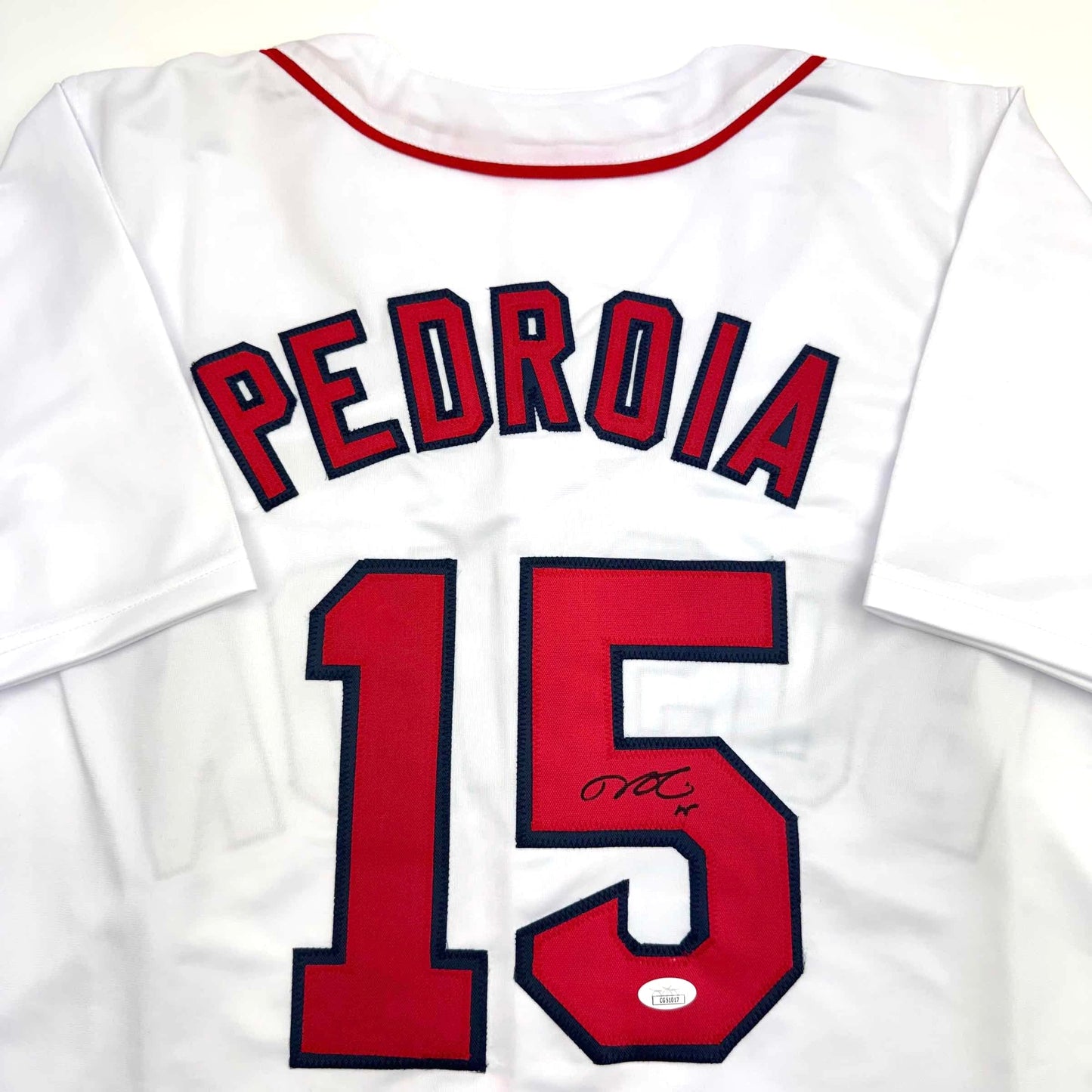 Autographed/Signed Dustin Pedroia Boston White Baseball Jersey JSA COA