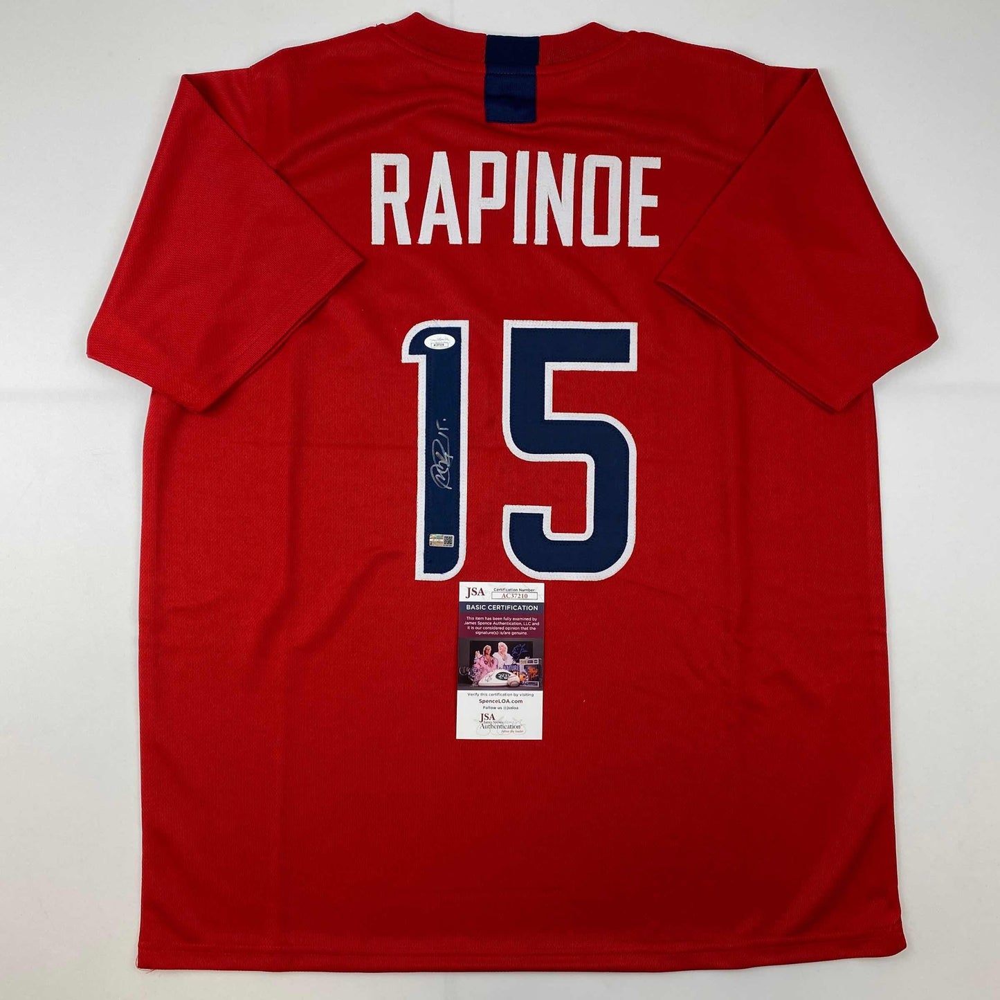 Autographed/Signed Megan Rapinoe Red Soccer Team USA United States World Cup Jersey JSA COA