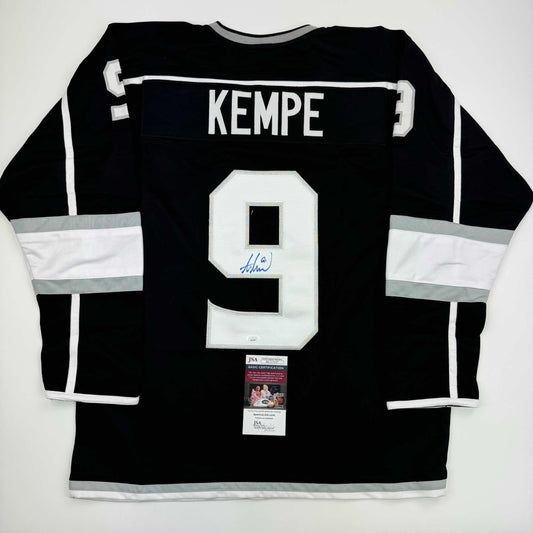 Autographed/Signed Adrian Kempe Los Angeles LA Black Hockey Jersey JSA COA