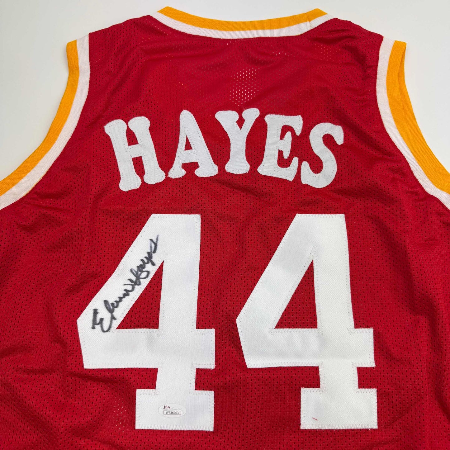 Autographed/Signed Elvin Hayes Houston Red Basketball Jersey JSA COA