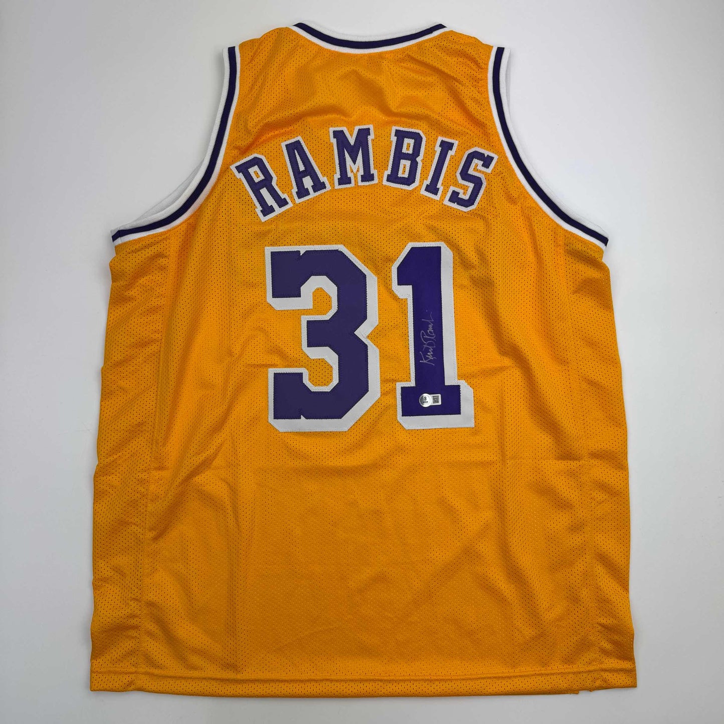 Autographed/Signed Kurt Rambis Los Angeles LA Yellow Basketball Jersey Beckett BAS COA