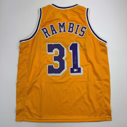 Autographed/Signed Kurt Rambis Los Angeles LA Yellow Basketball Jersey Beckett BAS COA