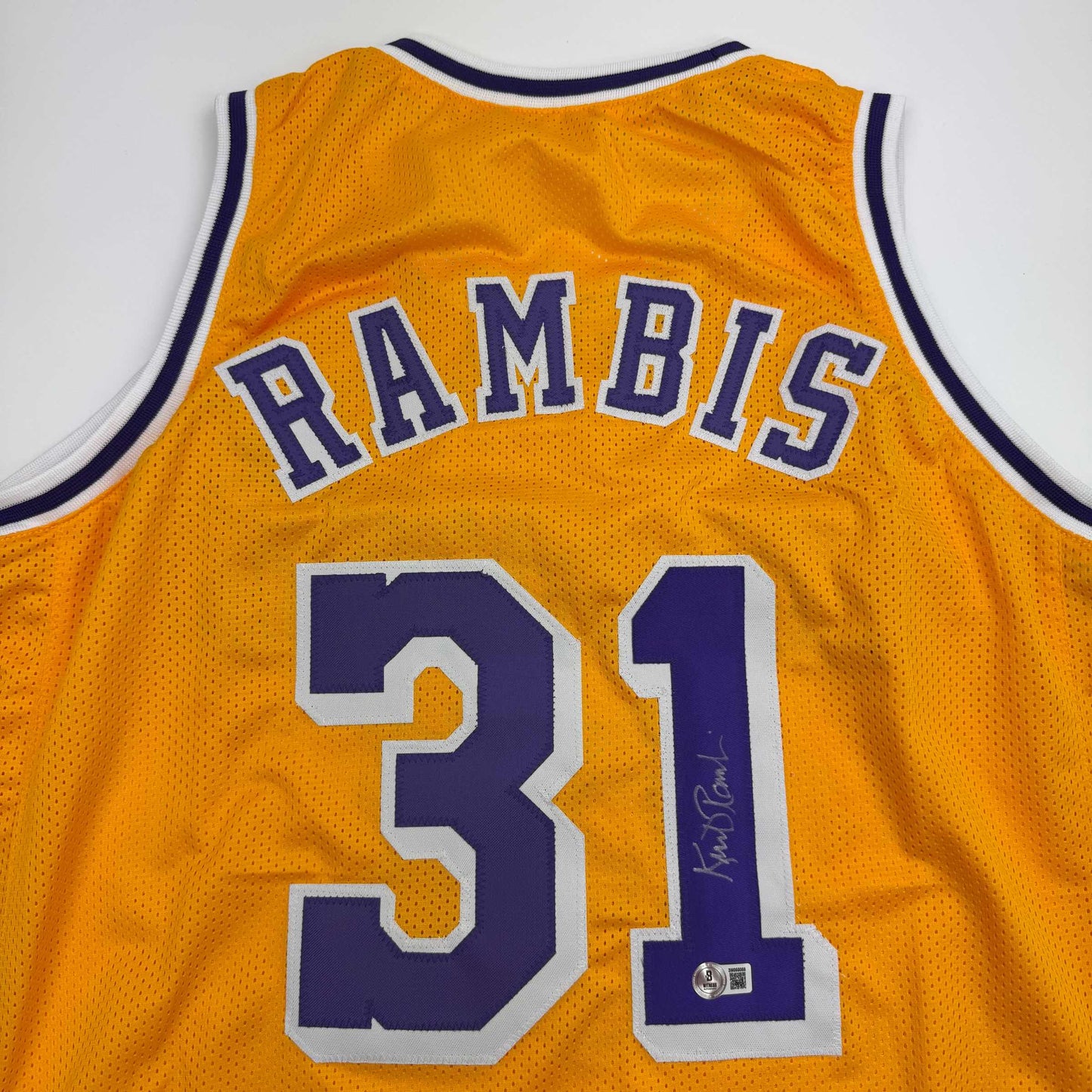 Autographed/Signed Kurt Rambis Los Angeles LA Yellow Basketball Jersey Beckett BAS COA