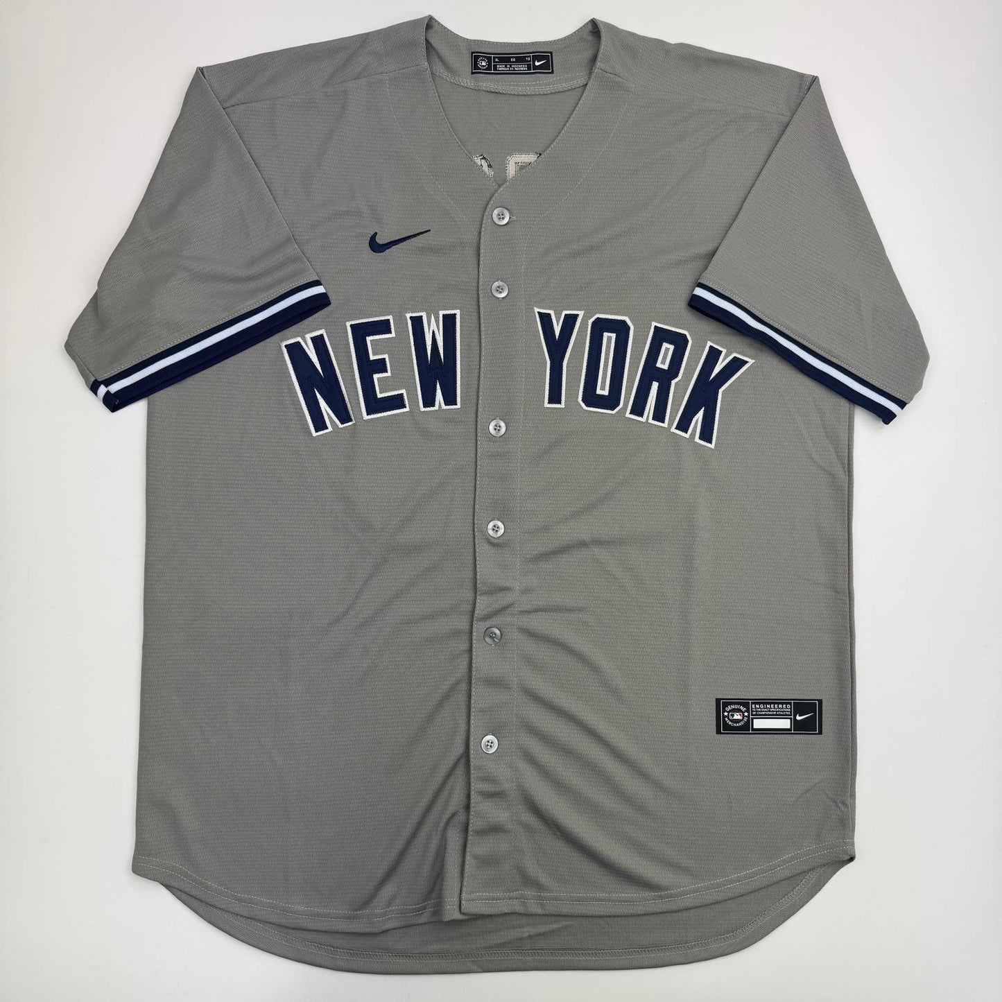 Autographed/Signed Aaron Judge New York Yankees Authentic Majestic Grey Baseball Jersey Fanatics COA