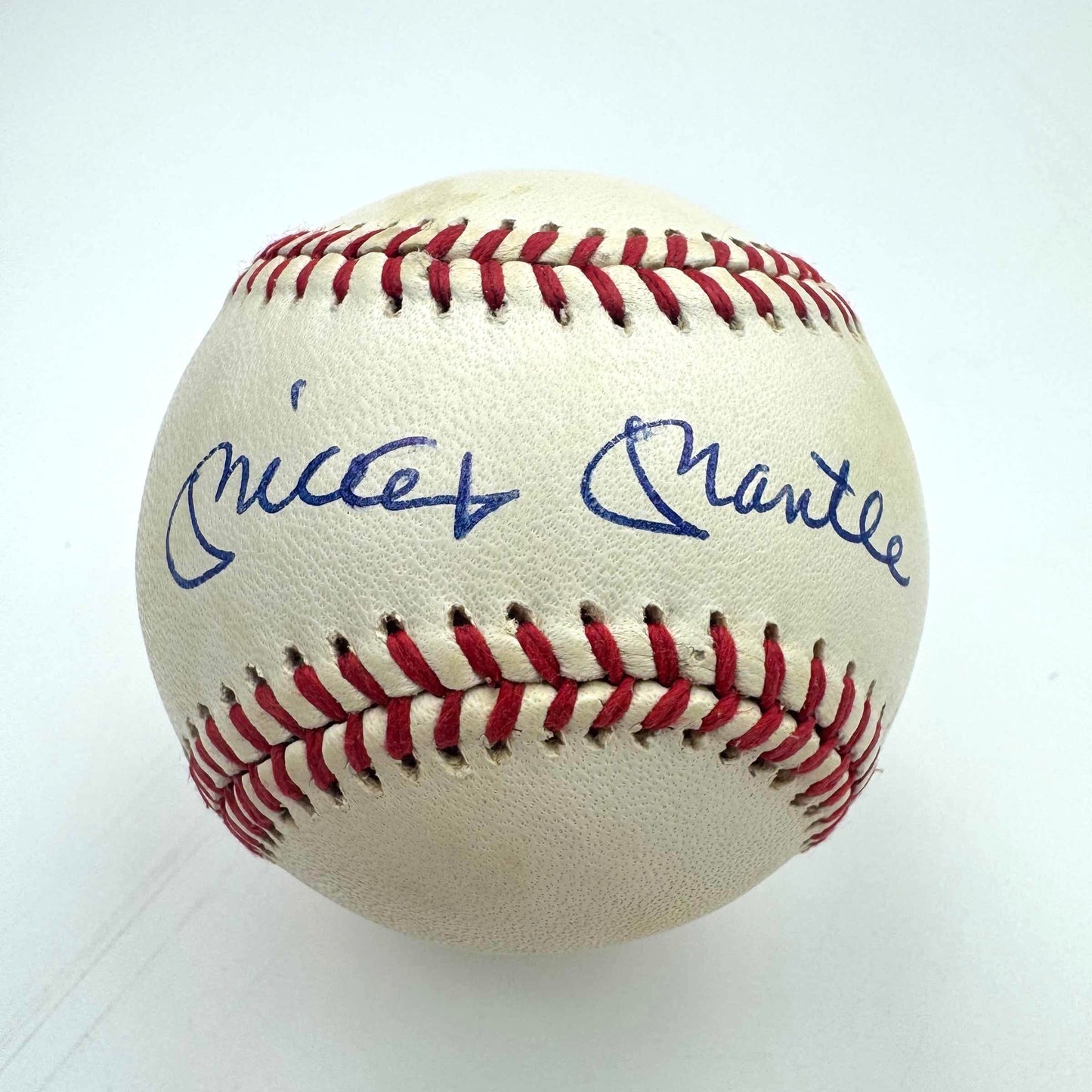 Autographed/Signed Mickey Mantle Rawlings Official American League ROA Sweet Spot Baseball JSA 9 Graded LOA