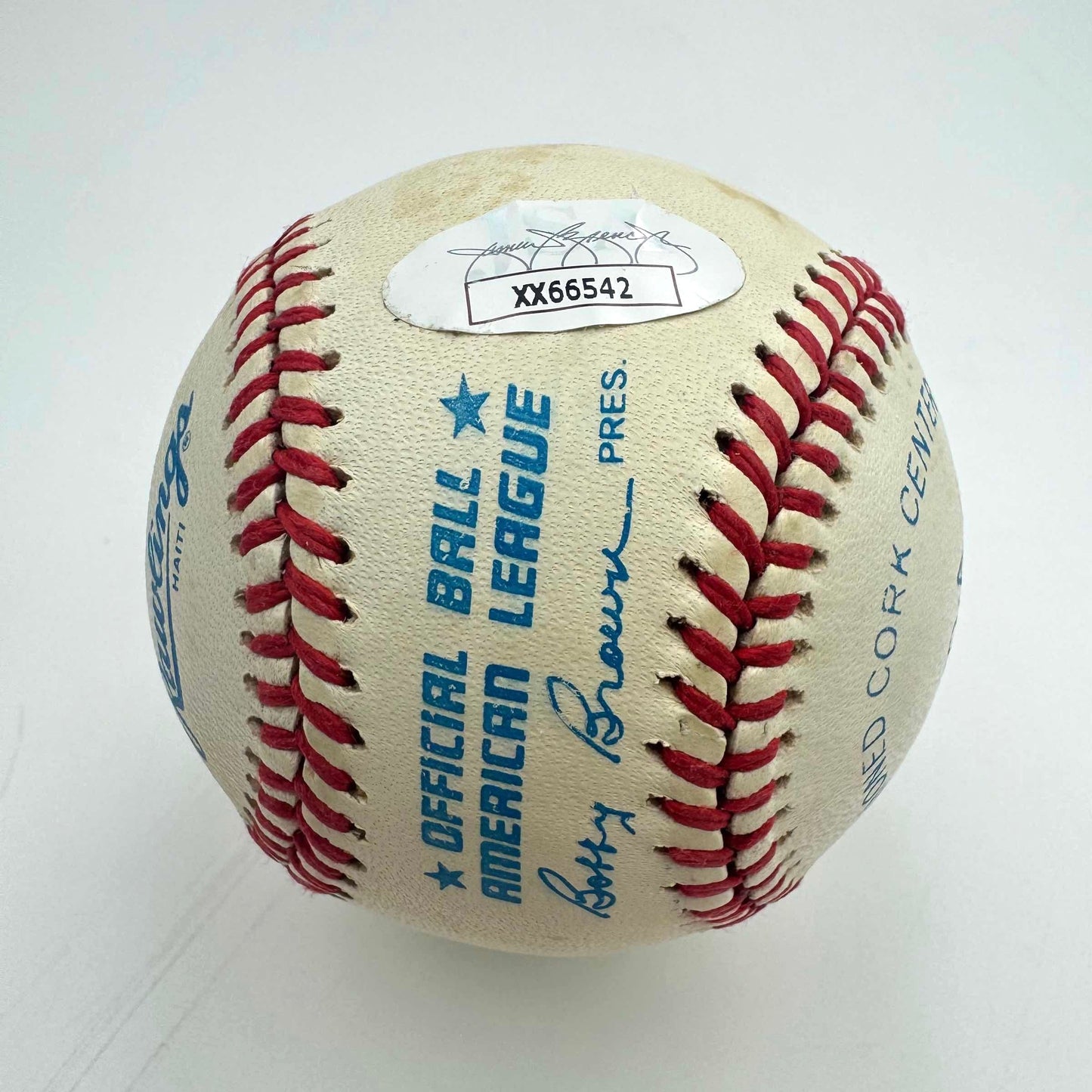 Autographed/Signed Mickey Mantle Rawlings Official American League ROA Sweet Spot Baseball JSA 9 Graded LOA