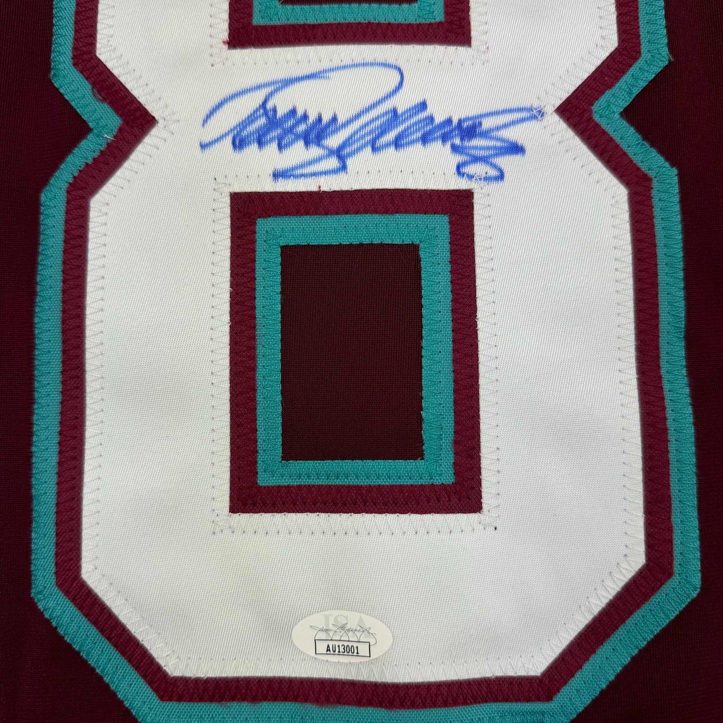 Autographed/Signed Teemu Selanne Anaheim Maroon Retro Hockey Jersey JSA COA