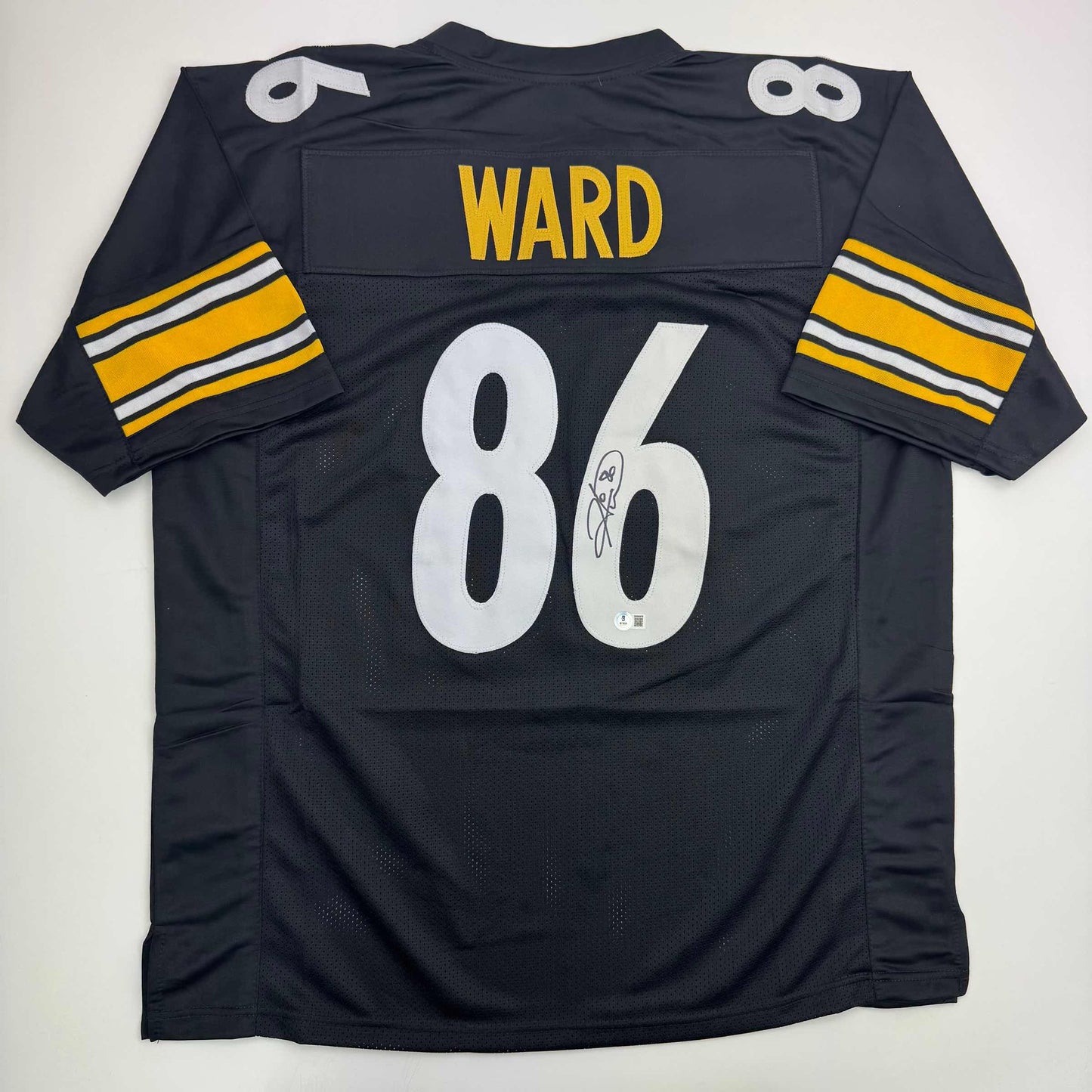 Autographed/Signed Hines Ward Pittsburgh Black Football Jersey Beckett BAS COA