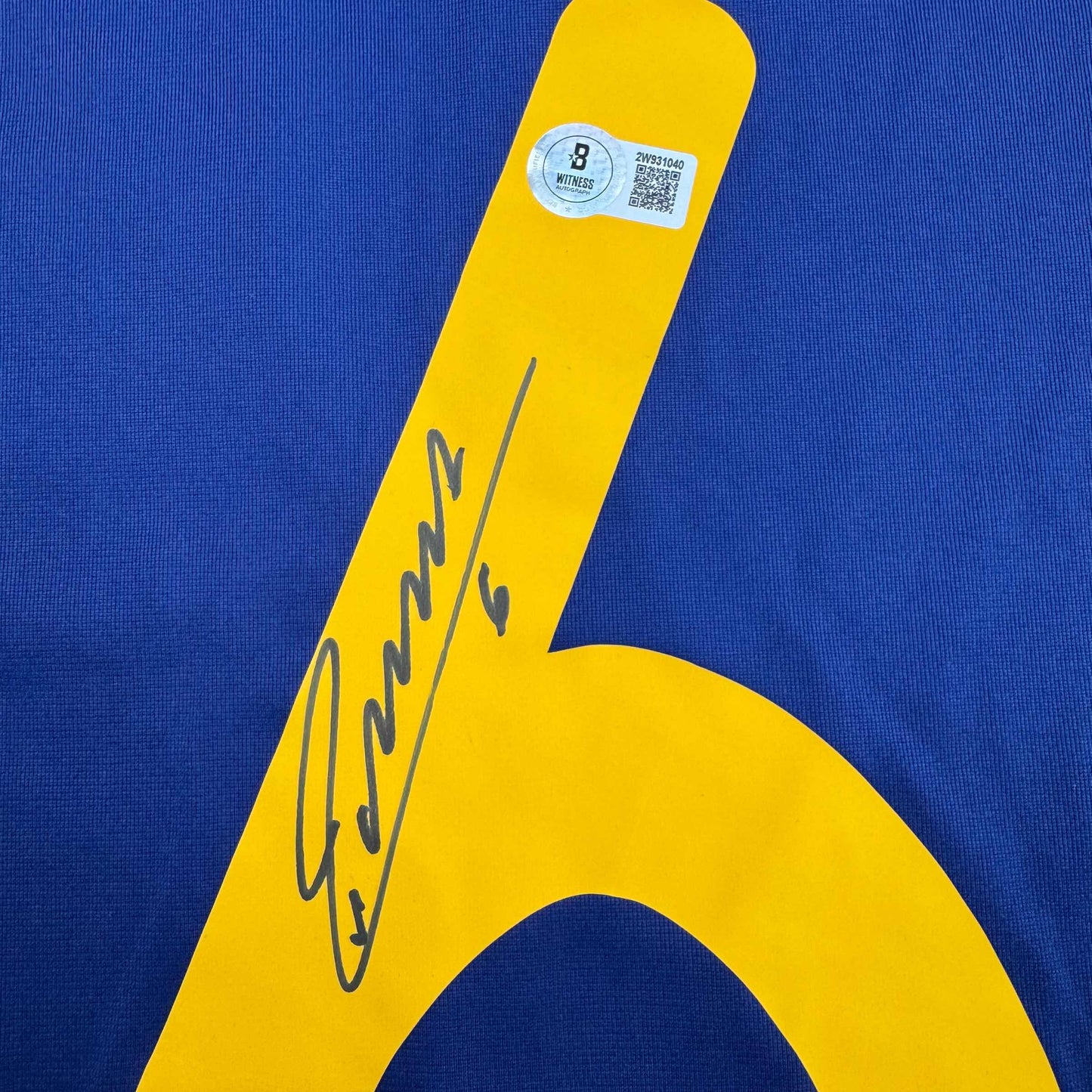 Autographed/Signed Andres Iniesta Spain Blue World Cup Soccer Futbol Jersey Beckett BAS COA