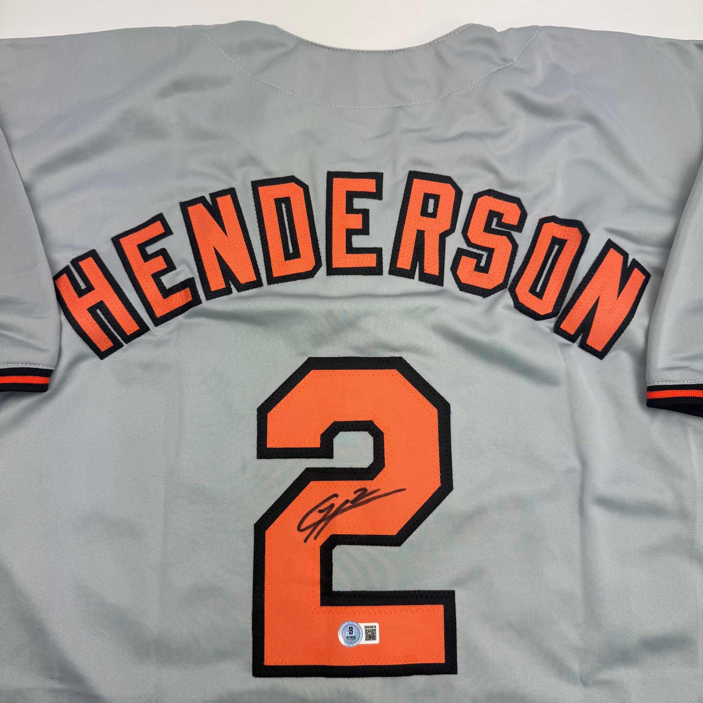 Autographed/Signed Gunnar Henderson Baltimore Grey Baseball Jersey Beckett BAS COA