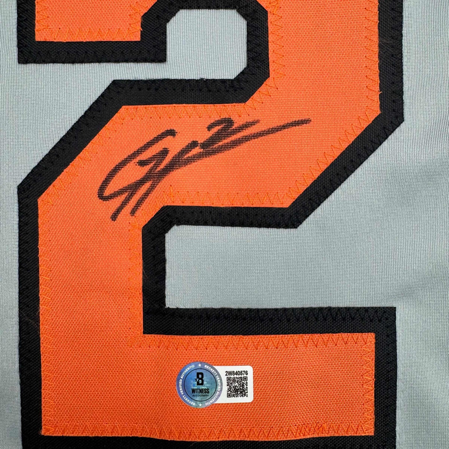 Autographed/Signed Gunnar Henderson Baltimore Grey Baseball Jersey Beckett BAS COA