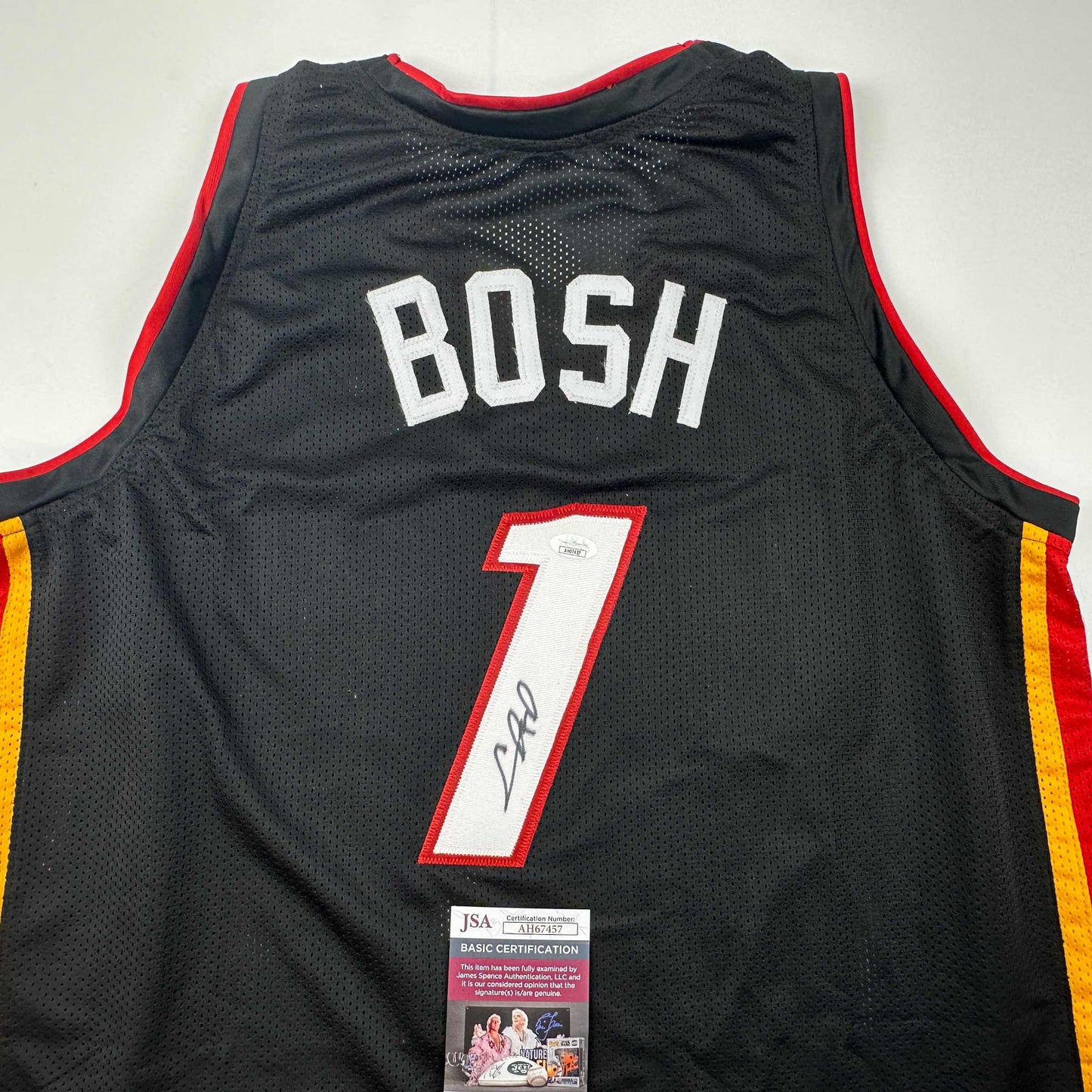 Autographed/Signed Chris Bosh Miami Black Basketball Jersey JSA COA