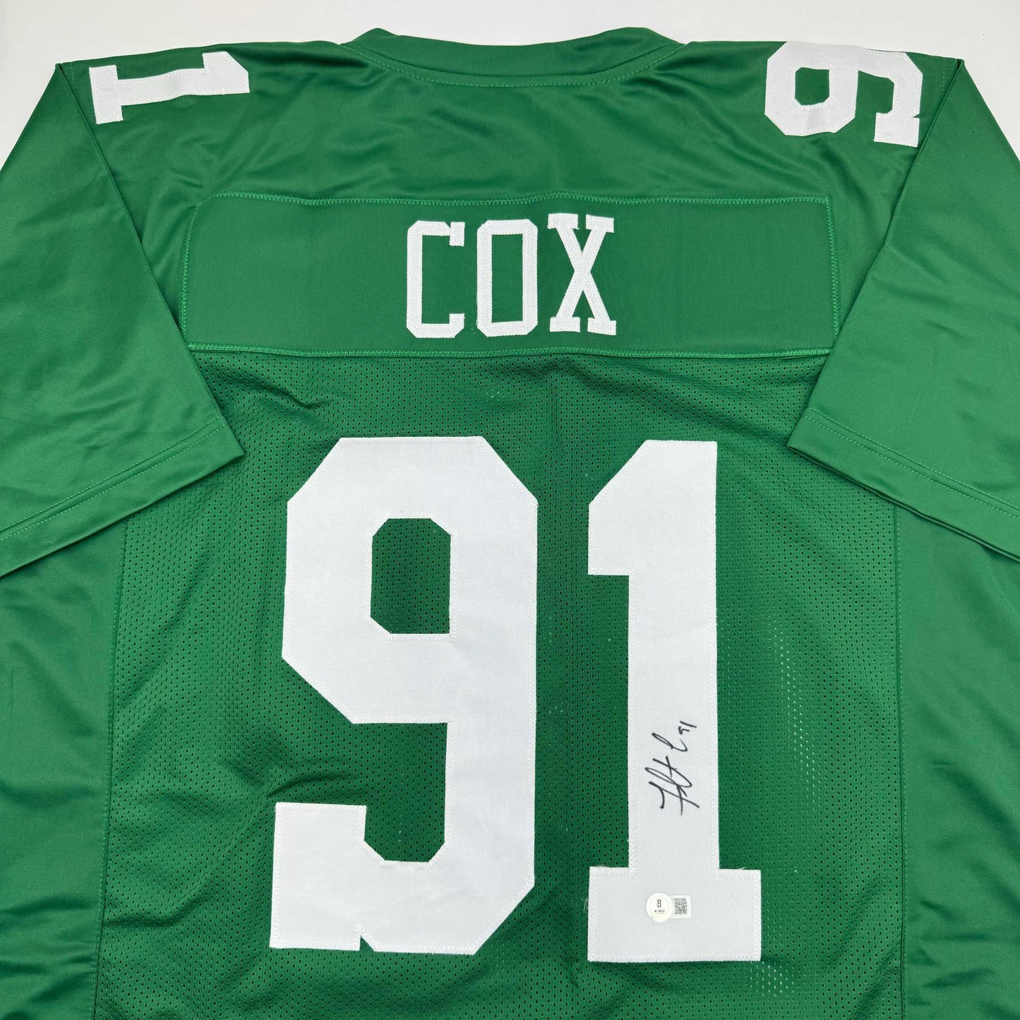 Autographed/Signed Fletcher Cox Philadelphia Kelly Green Football Jersey Beckett BAS COA