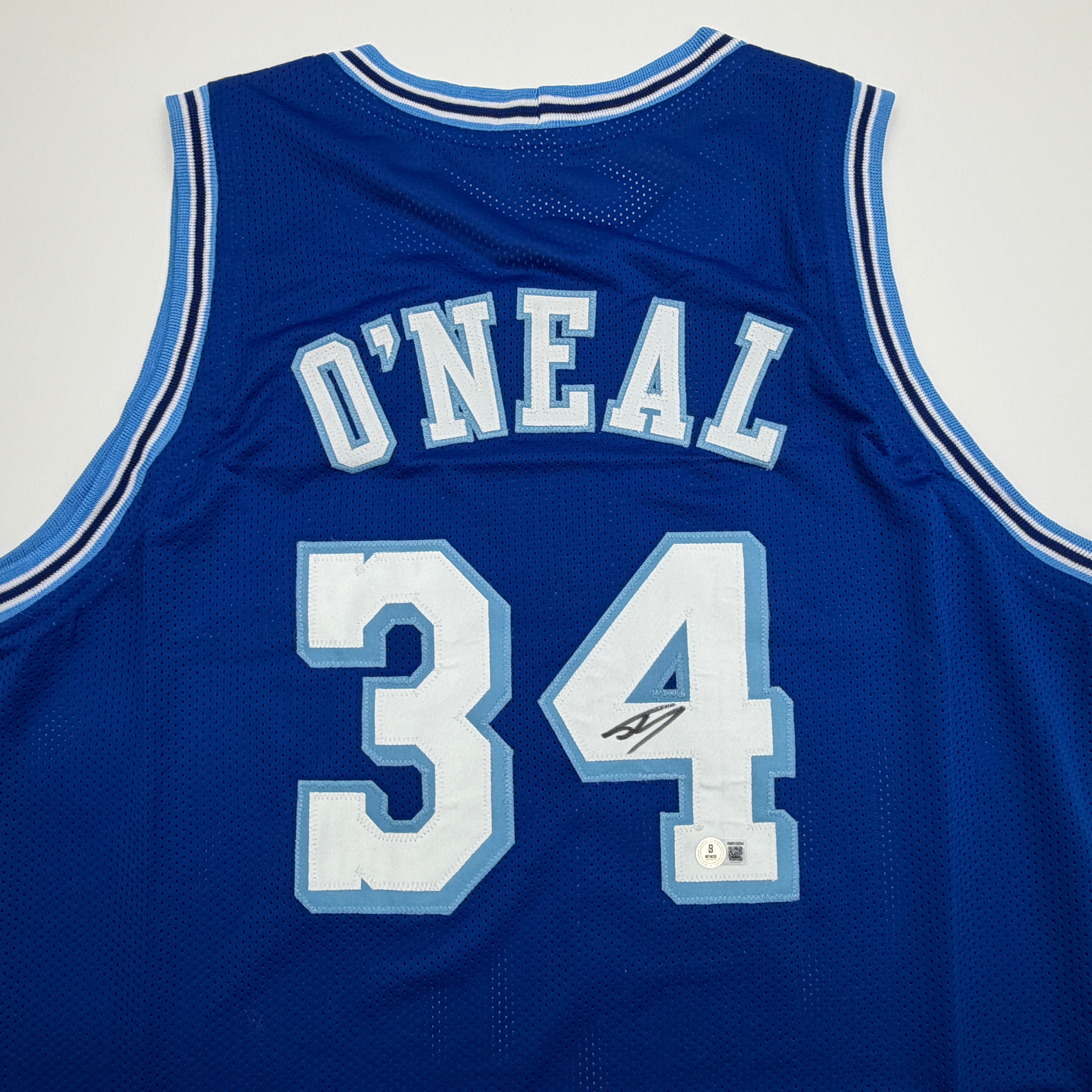 Autographed/Signed Shaquille Shaq O'Neal Los Angeles LA Retro Blue Bas